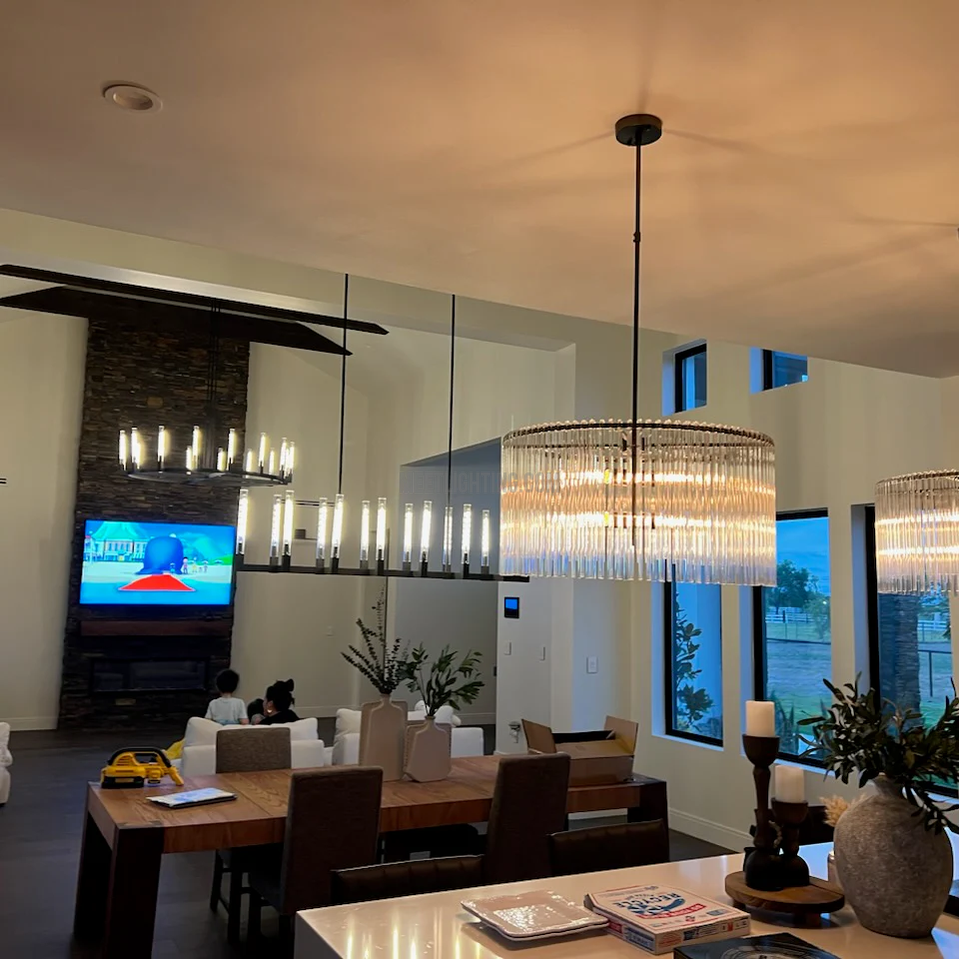 Linear Dining Room Chandelier 67 in Brass & Ribbed Glass 12-Light for Kitchen Island Entryway Foyer | Thomler