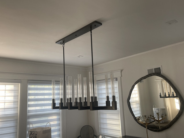 Linear Dining Room Chandelier 67 in Brass & Ribbed Glass 12-Light for Kitchen Island Entryway Foyer | Thomler