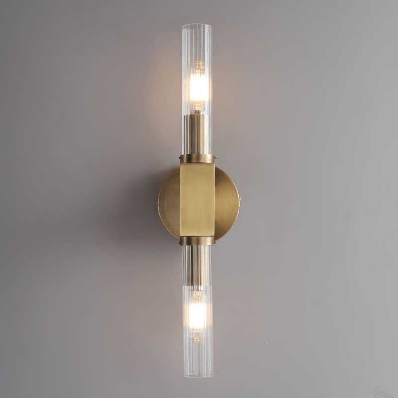 Glass Cylinder Wall Sconce with Brass or Nickel Finish – Single, Double & Linear Mount for Modern Interiors | Thomler
