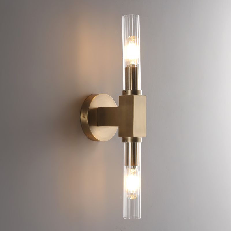 Glass Cylinder Wall Sconce with Brass or Nickel Finish – Single, Double & Linear Mount for Modern Interiors | Thomler
