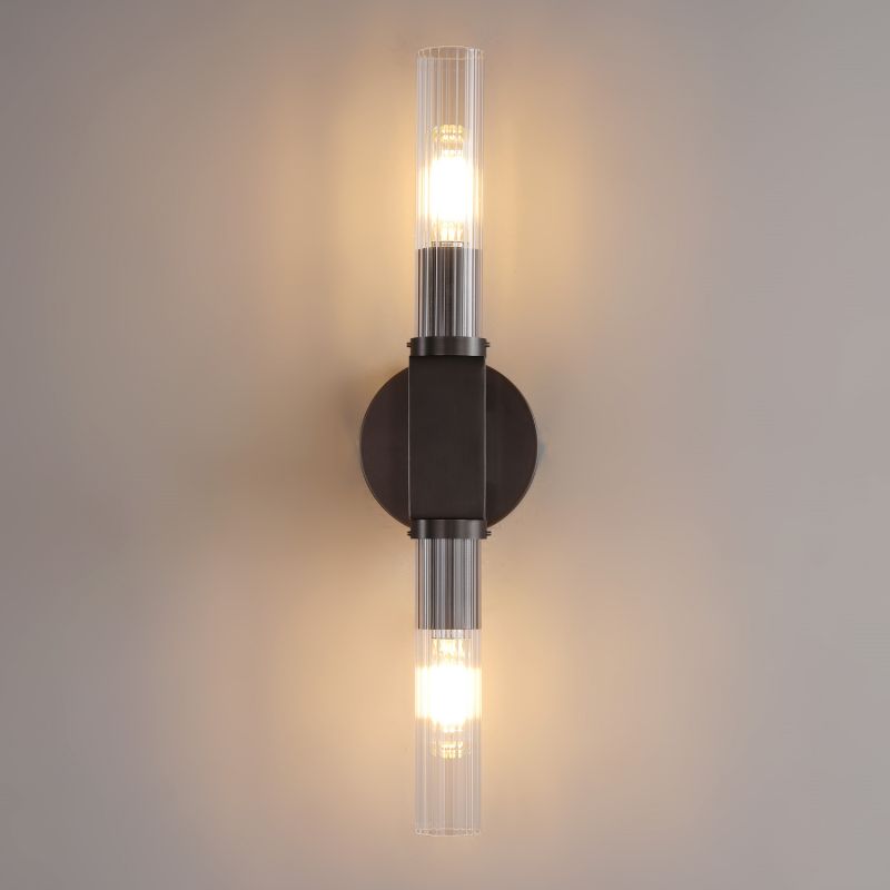 Glass Cylinder Wall Sconce with Brass or Nickel Finish – Single, Double & Linear Mount for Modern Interiors | Thomler