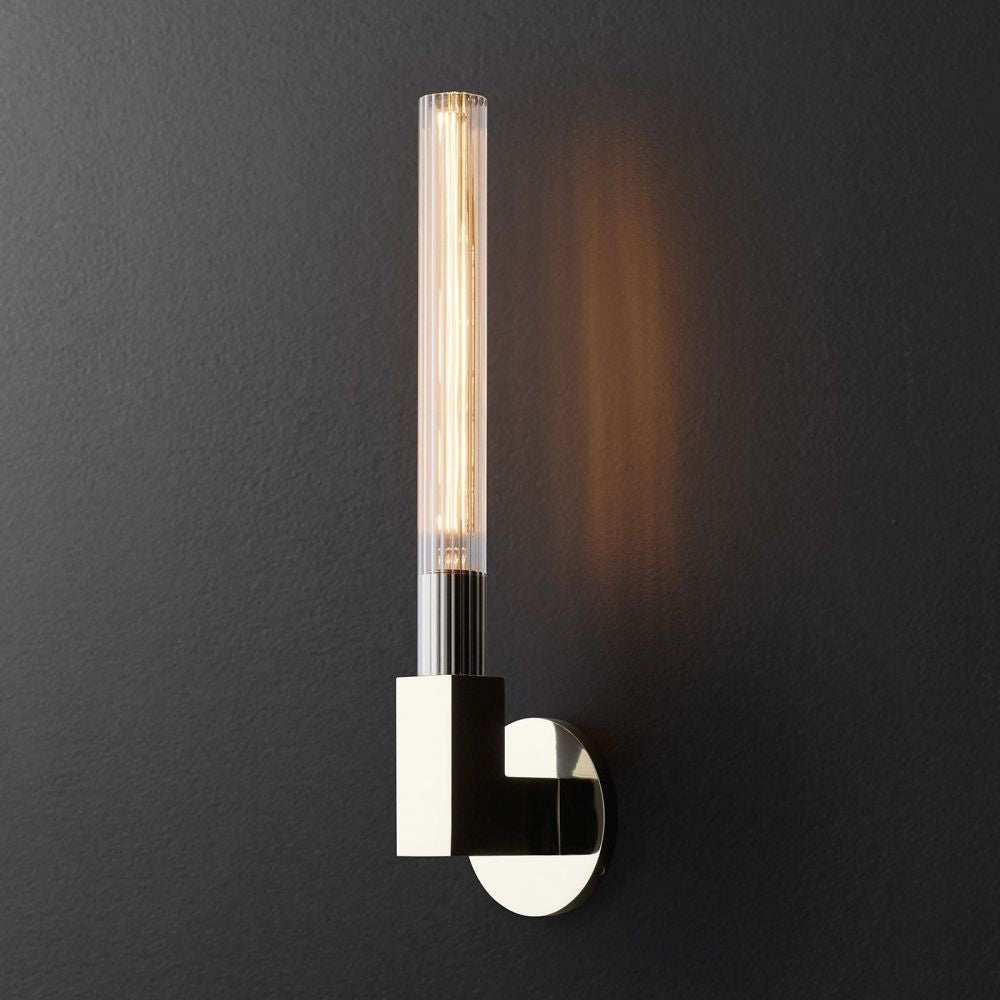Glass Cylinder Wall Sconce with Brass or Nickel Finish – Single, Double & Linear Mount for Modern Interiors | Thomler