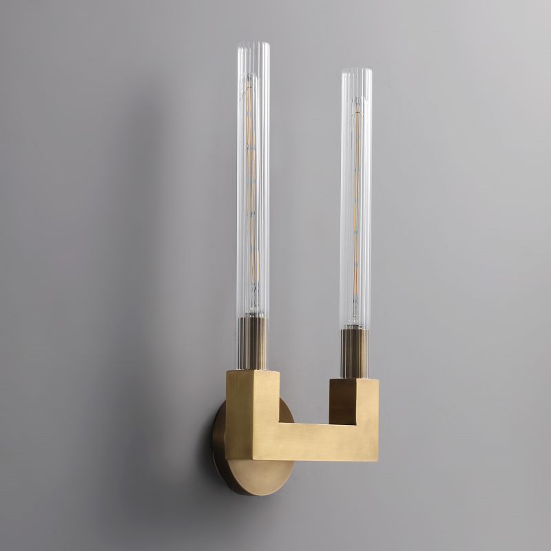 Glass Cylinder Wall Sconce with Brass or Nickel Finish – Single, Double & Linear Mount for Modern Interiors | Thomler