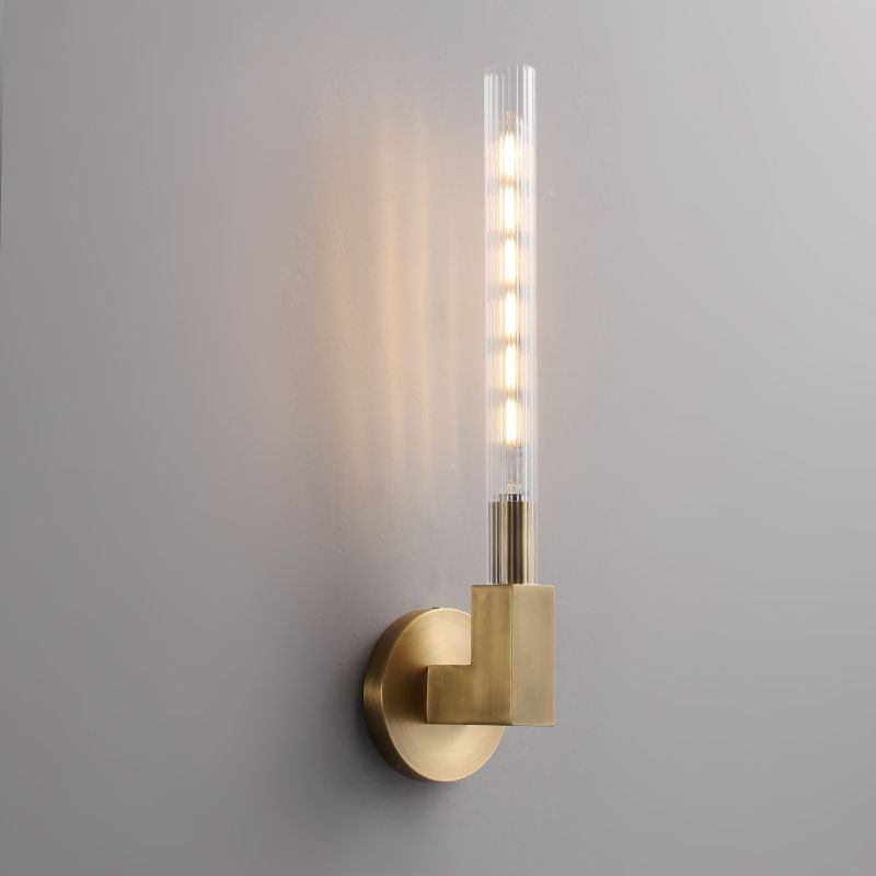 Glass Cylinder Wall Sconce with Brass or Nickel Finish – Single, Double & Linear Mount for Modern Interiors | Thomler
