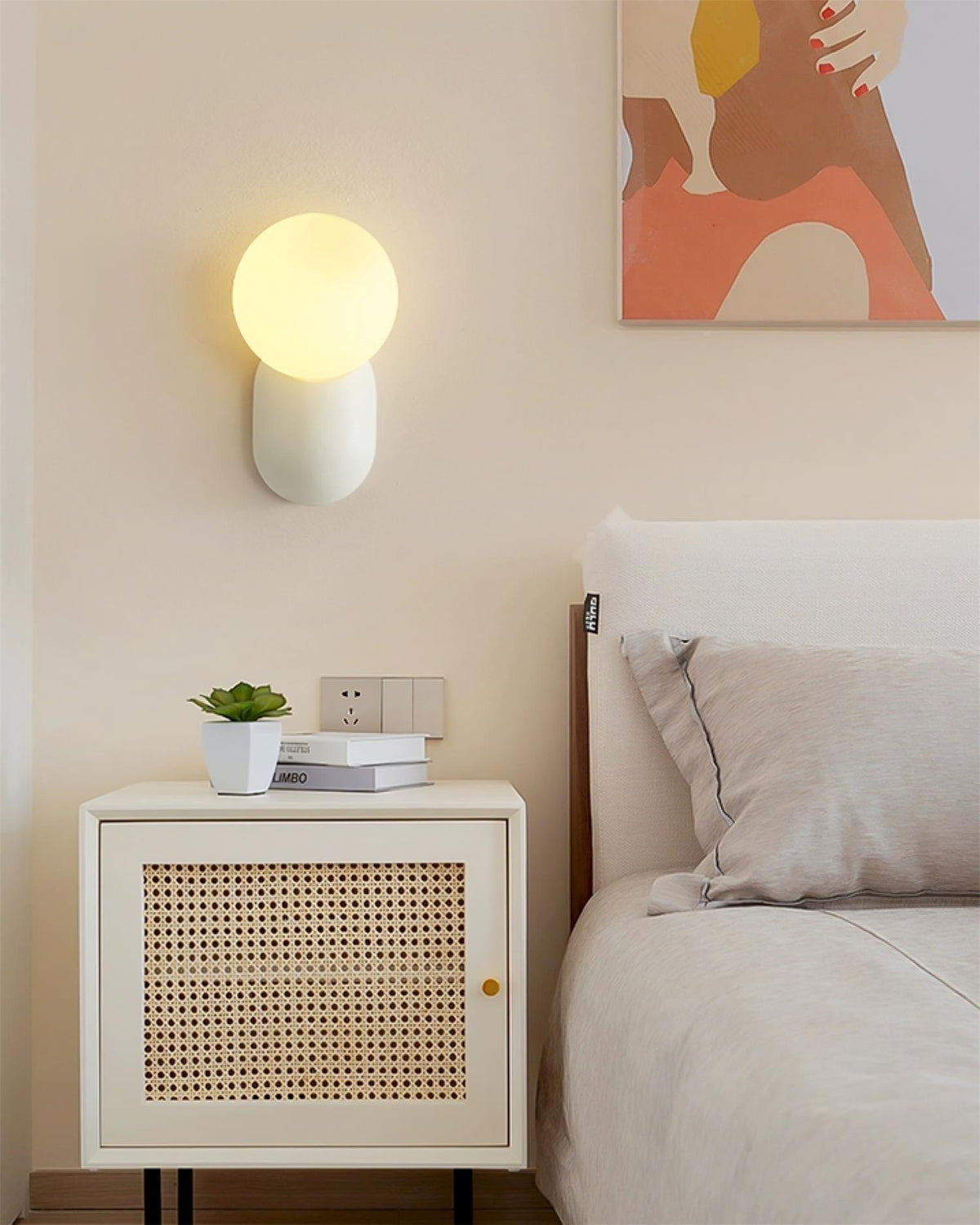 Orb Brass Wall Light with Resin Globe Shade – Modern Minimalist Sconce for Bedroom, Bath & Hallway | Thomler