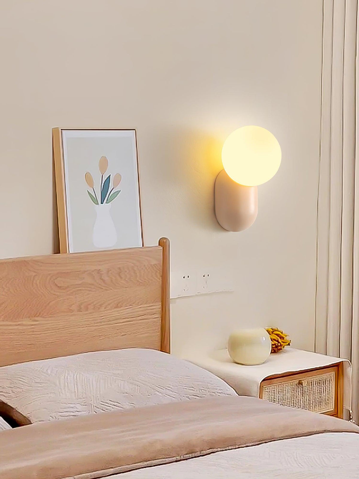 Orb Brass Wall Light with Resin Globe Shade – Modern Minimalist Sconce for Bedroom, Bath & Hallway | Thomler