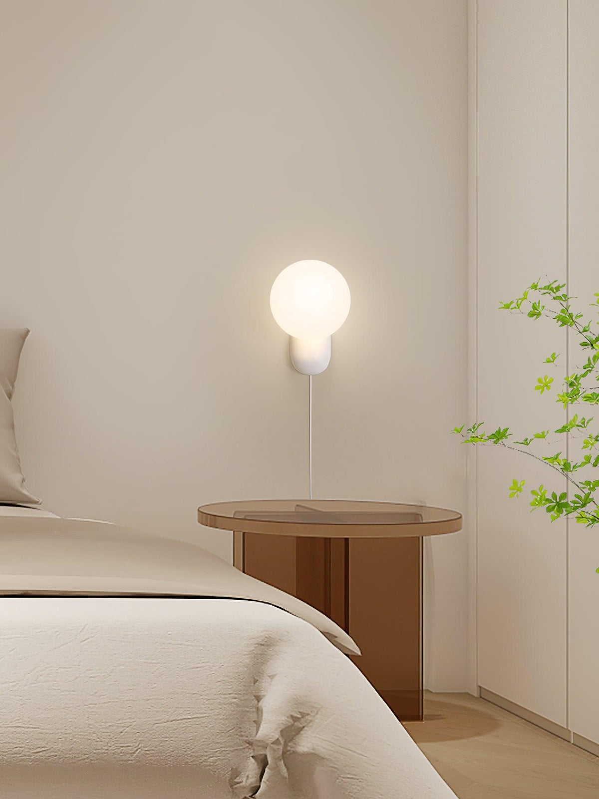 Orb Brass Wall Light with Resin Globe Shade – Modern Minimalist Sconce for Bedroom, Bath & Hallway | Thomler
