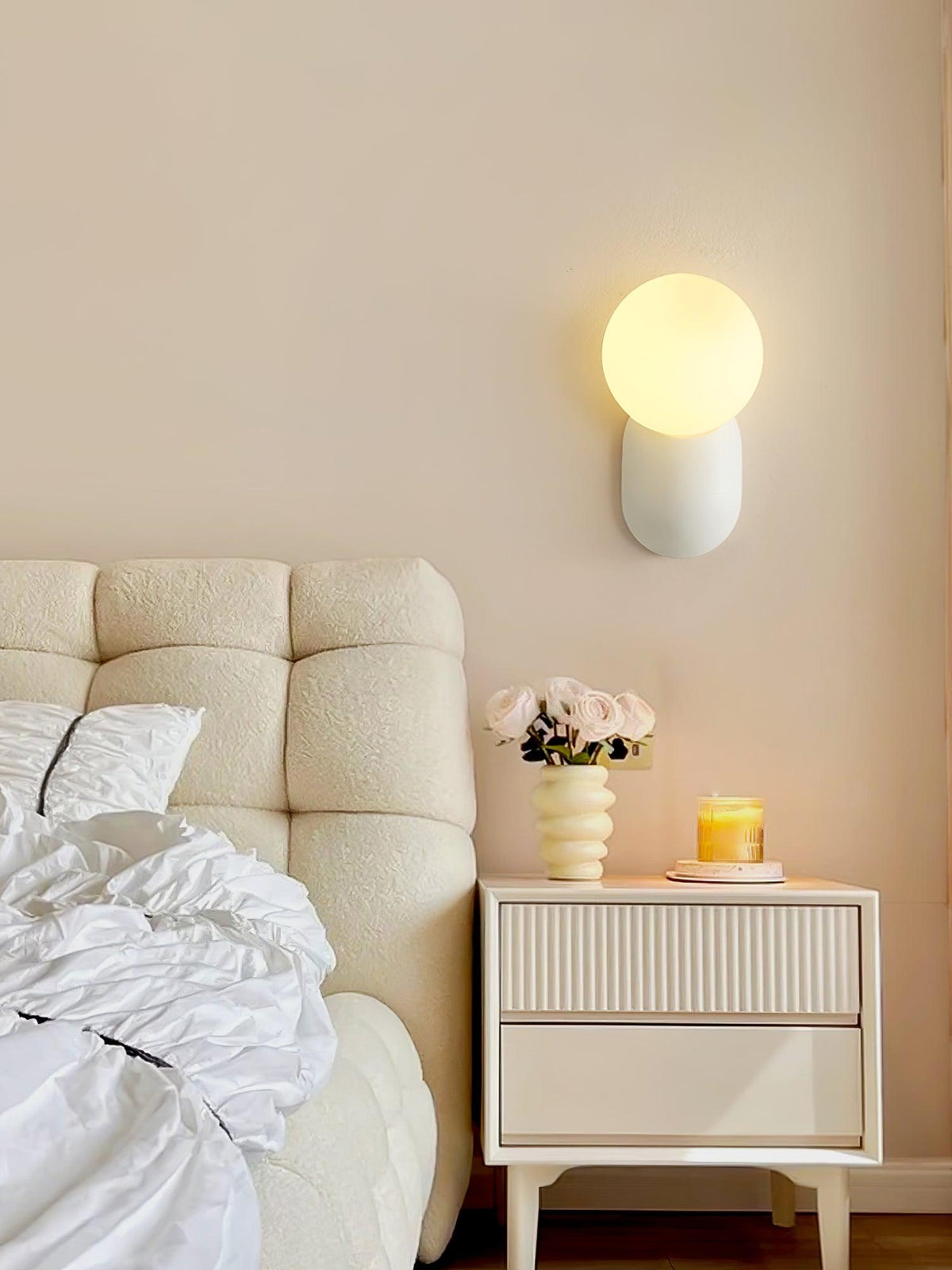 Orb Brass Wall Light with Resin Globe Shade – Modern Minimalist Sconce for Bedroom, Bath & Hallway | Thomler