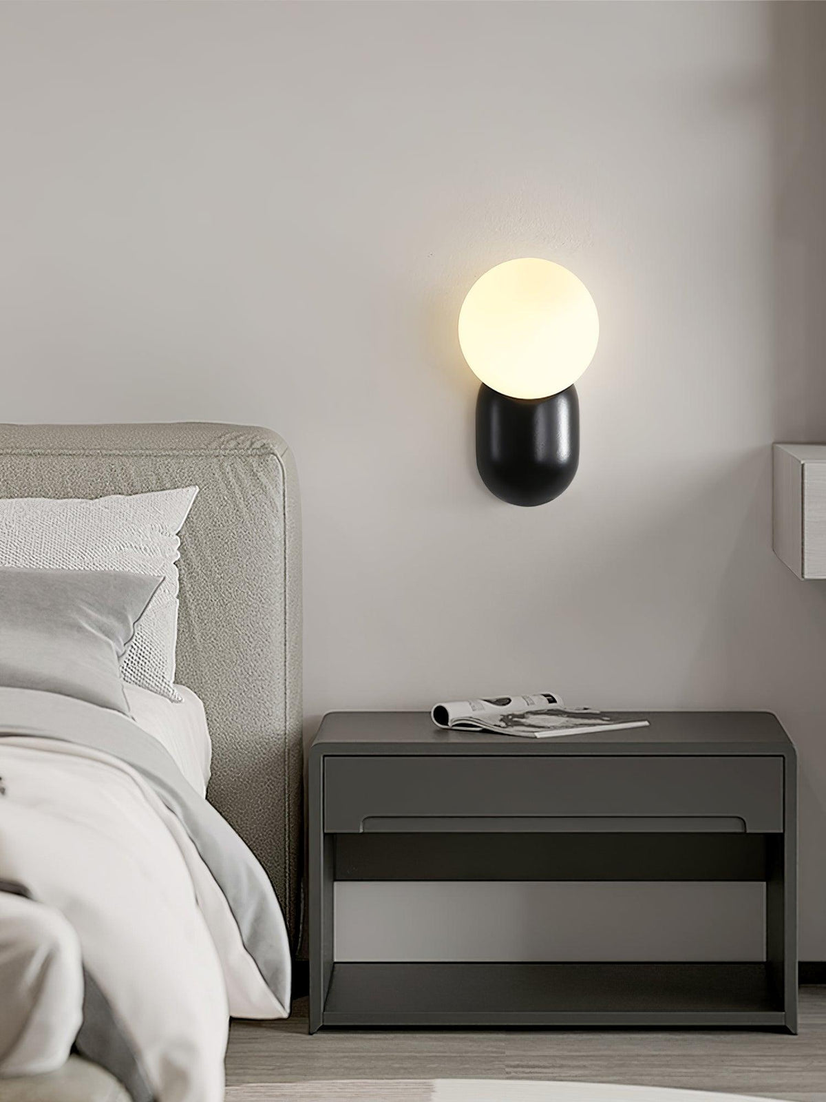 Orb Brass Wall Light with Resin Globe Shade – Modern Minimalist Sconce for Bedroom, Bath & Hallway | Thomler