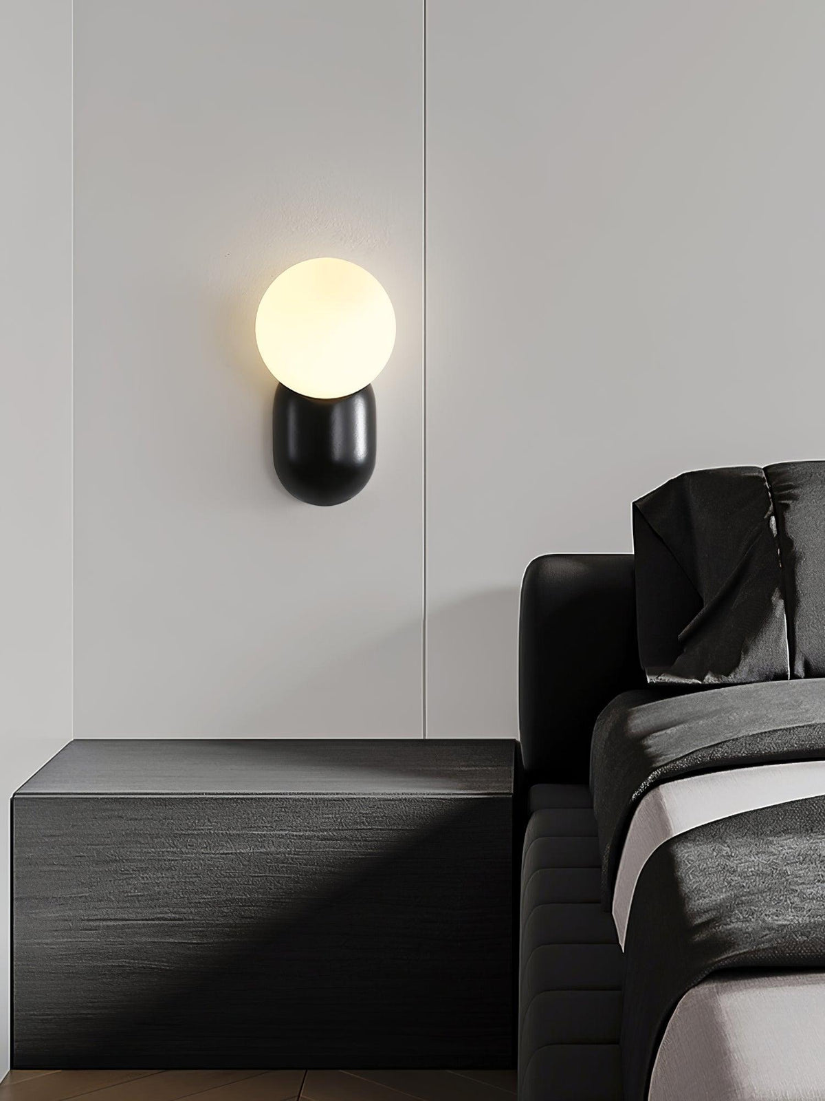 Orb Brass Wall Light with Resin Globe Shade – Modern Minimalist Sconce for Bedroom, Bath & Hallway | Thomler