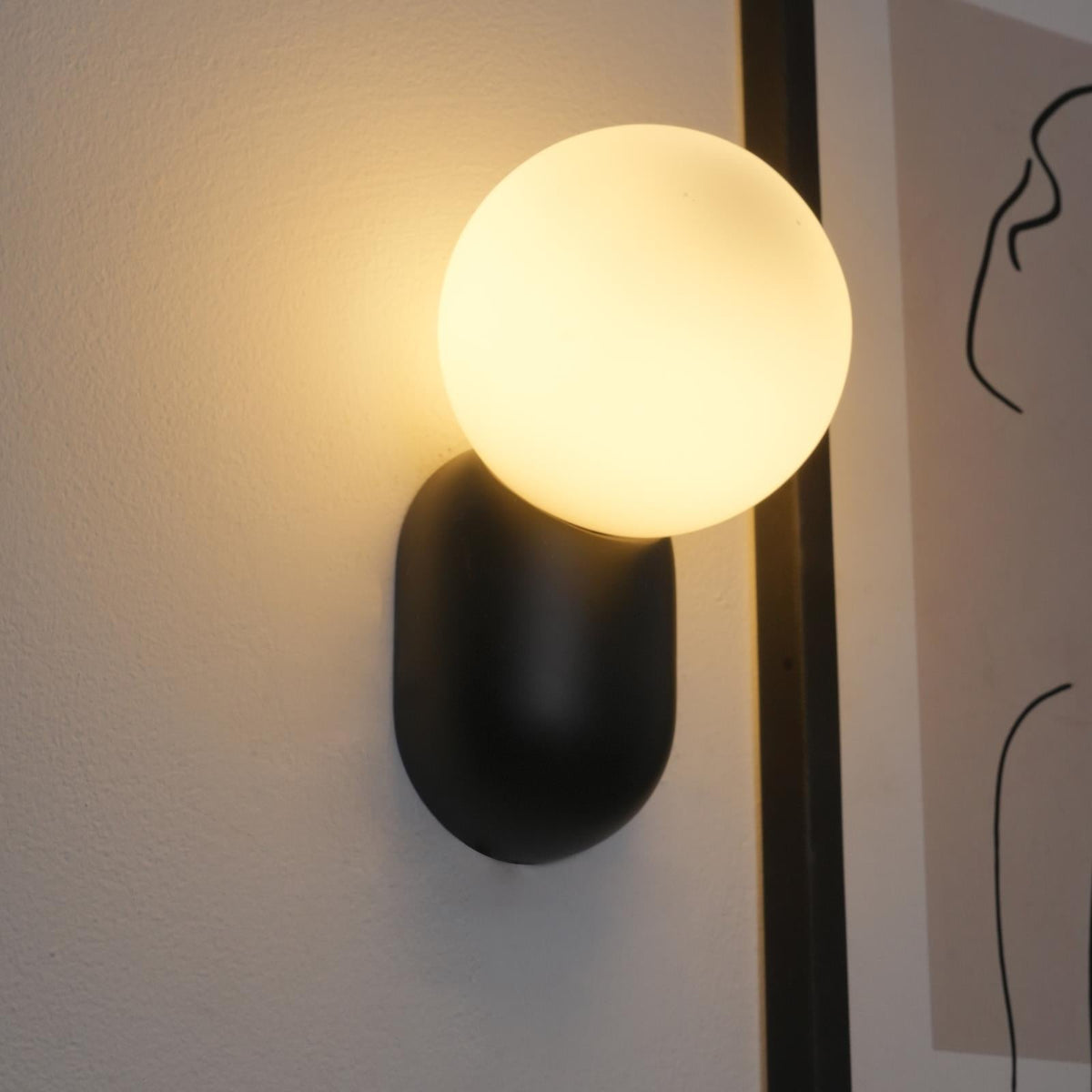 Orb Brass Wall Light with Resin Globe Shade – Modern Minimalist Sconce for Bedroom, Bath & Hallway | Thomler