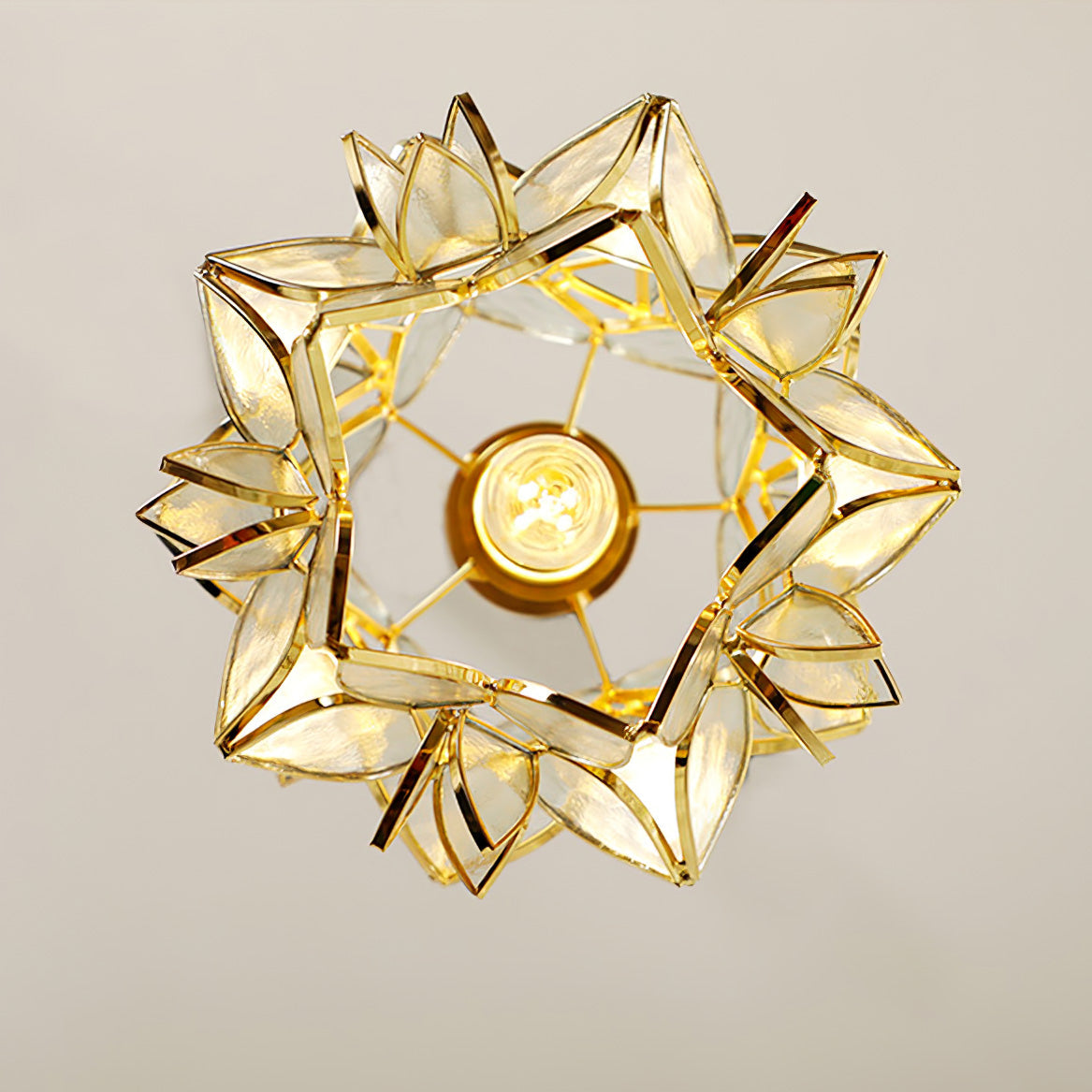 Pendant Light Glass Flower Sphere 7.9 in Brass Ceiling Indoor Hanging Lamp Decorative Ambient Lighting Fixture | Thomler
