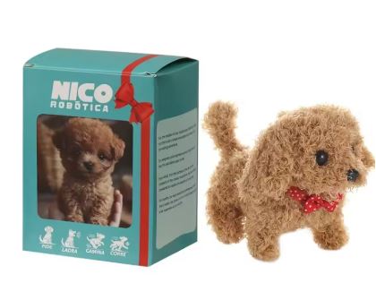 Battery-Powered Animated Plush Puppy Toy Walks Barks Wags Tail Realistic Movement Interactive Dog for Kids Brown White | Thomler