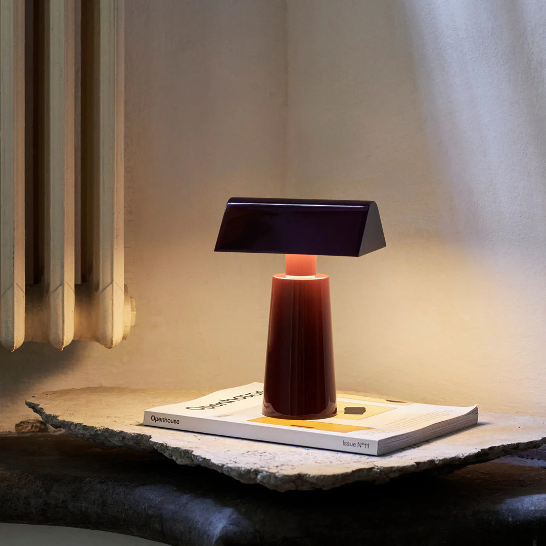 Table Lamp Lacquered Steel 8.6 in Adjustable Red White Gray Desk Lighting Three-Color LED Touch USB | Thomler