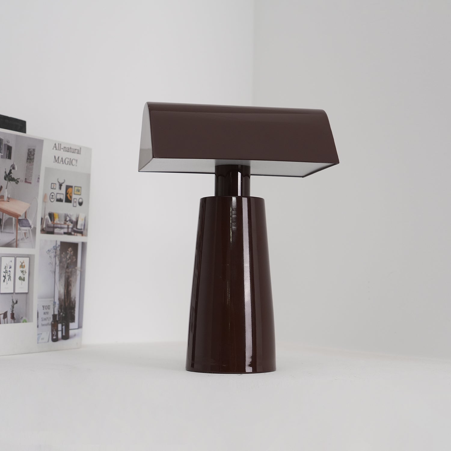 Table Lamp Lacquered Steel 8.6 in Adjustable Red White Gray Desk Lighting Three-Color LED Touch USB | Thomler