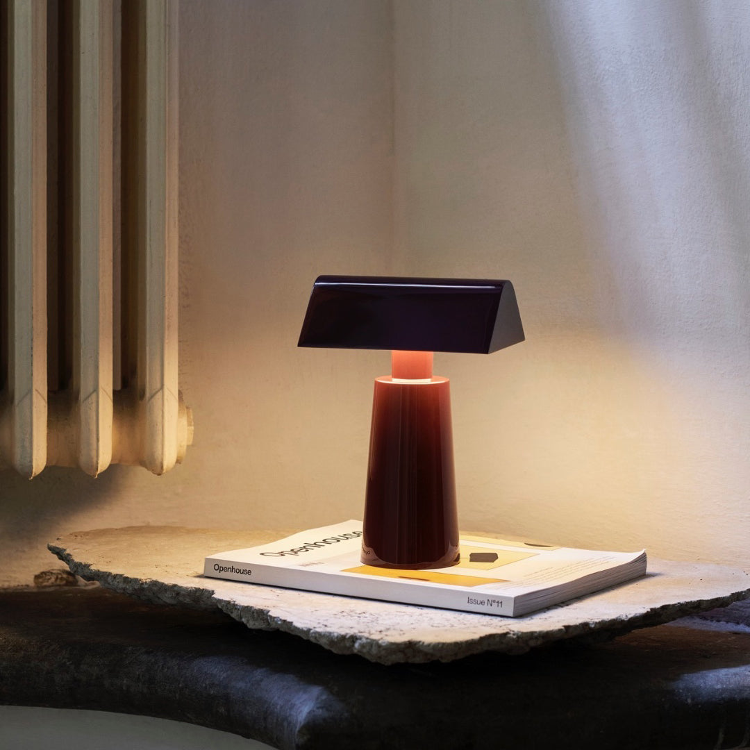 Table Lamp Lacquered Steel 8.6 in Adjustable Red White Gray Desk Lighting Three-Color LED Touch USB | Thomler
