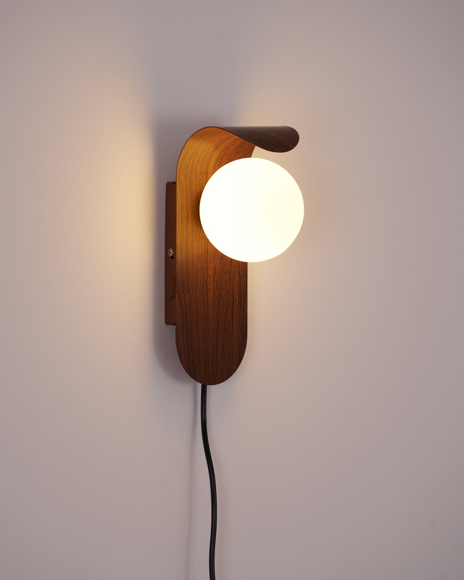 Wall Lamp Wood 9.8 in Frosted Acrylic Globe 7W Bathroom Bedroom Lighting Modern Decorative Accent | Thomler