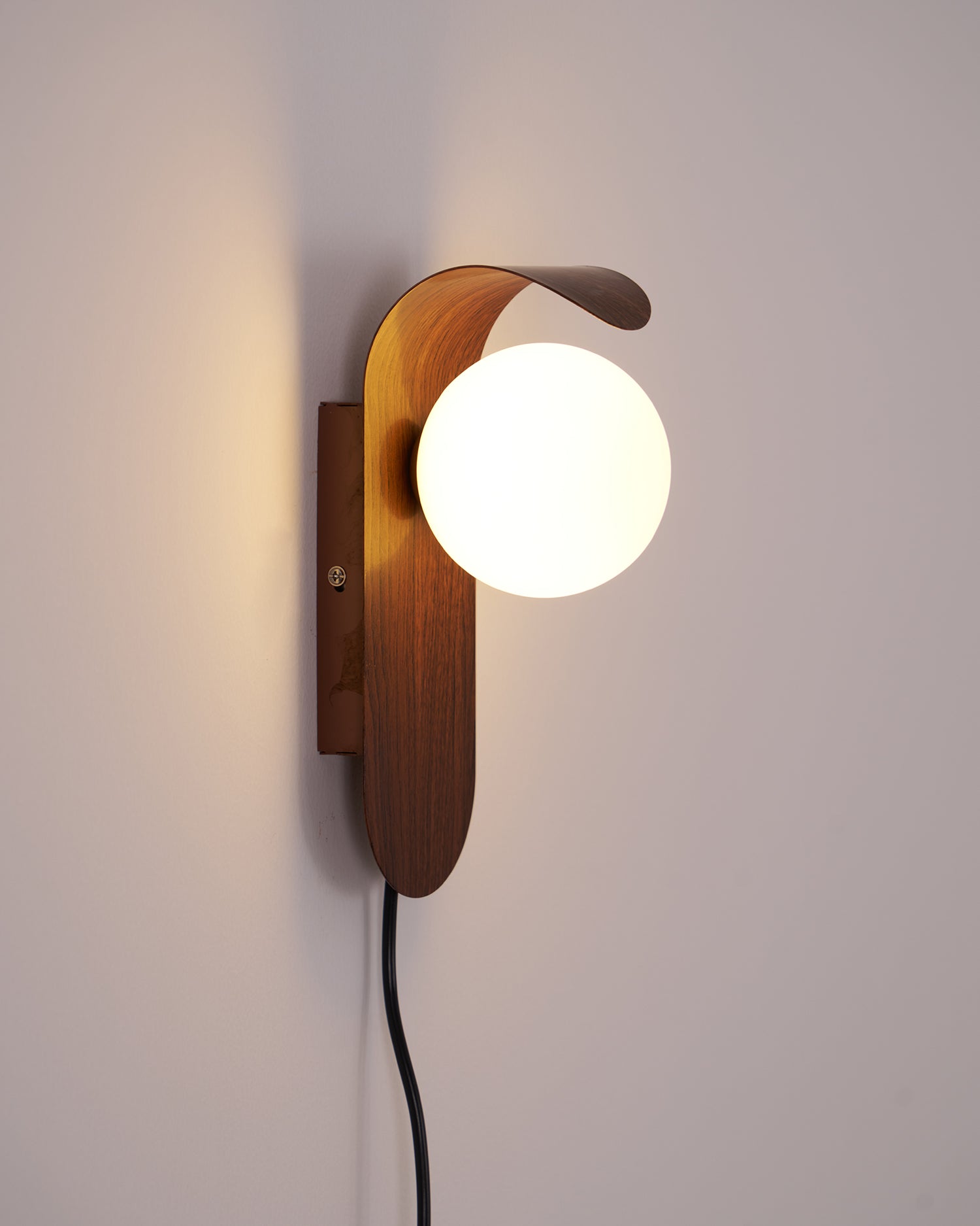 Wall Lamp Wood 9.8 in Frosted Acrylic Globe 7W Bathroom Bedroom Lighting Modern Decorative Accent | Thomler