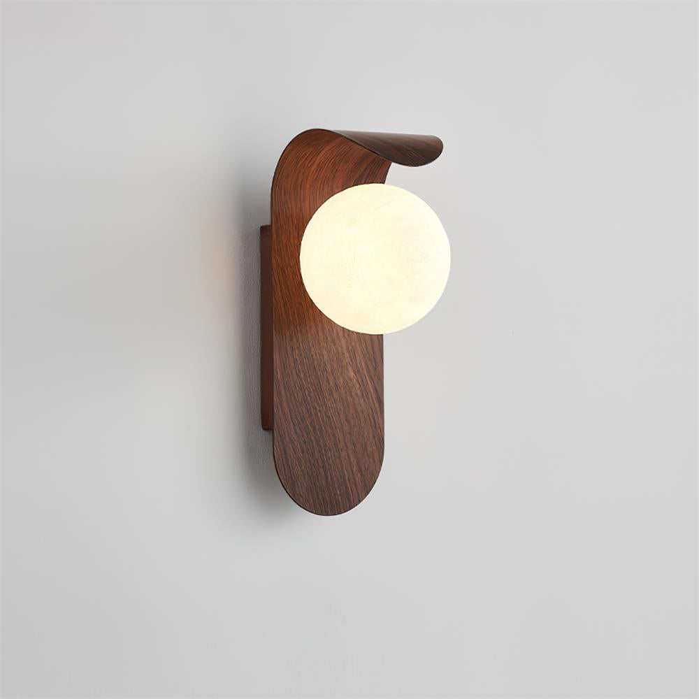 Contemporary Wood-Finish Wall Sconce with Glass or Acrylic Globe Shade for Living Room & Bedroom | Thomler