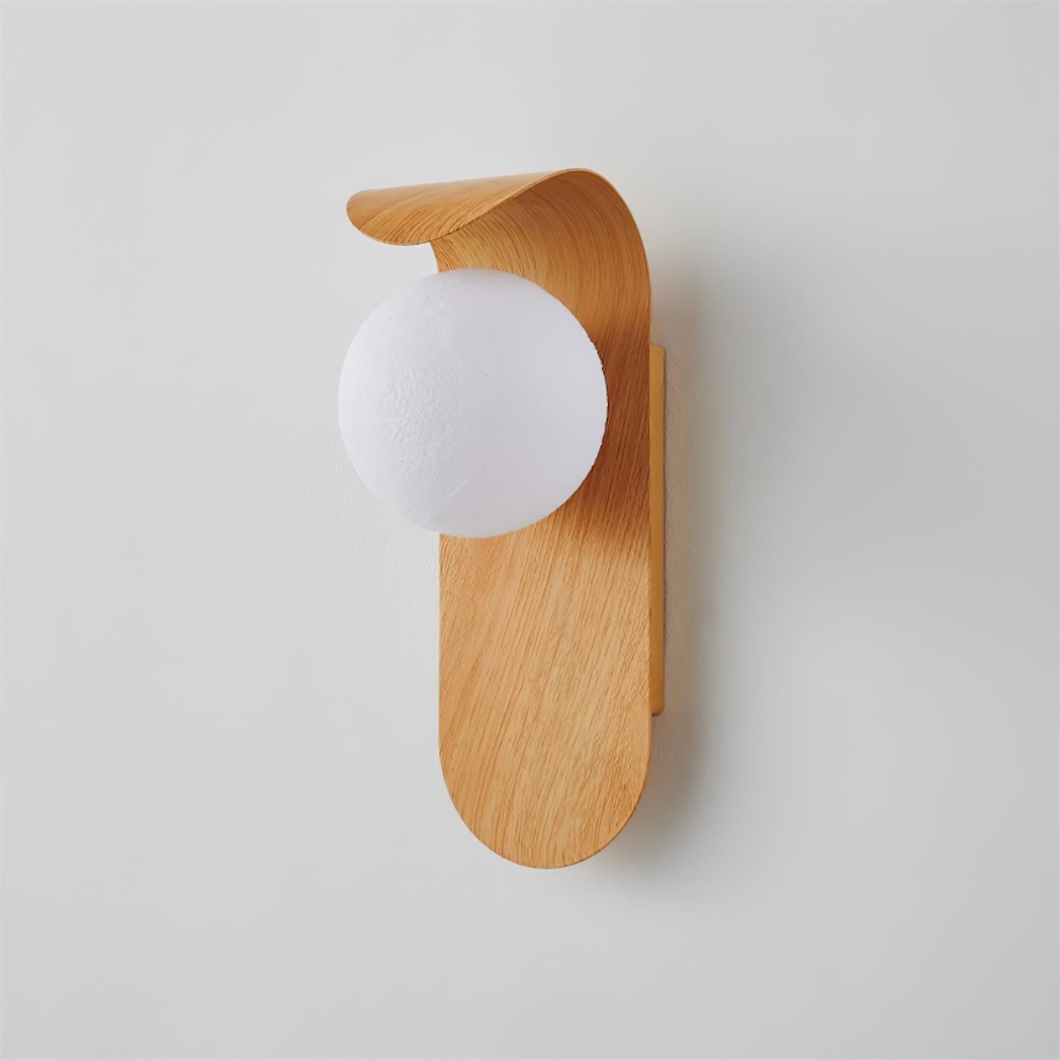 Contemporary Wood-Finish Wall Sconce with Glass or Acrylic Globe Shade for Living Room & Bedroom | Thomler