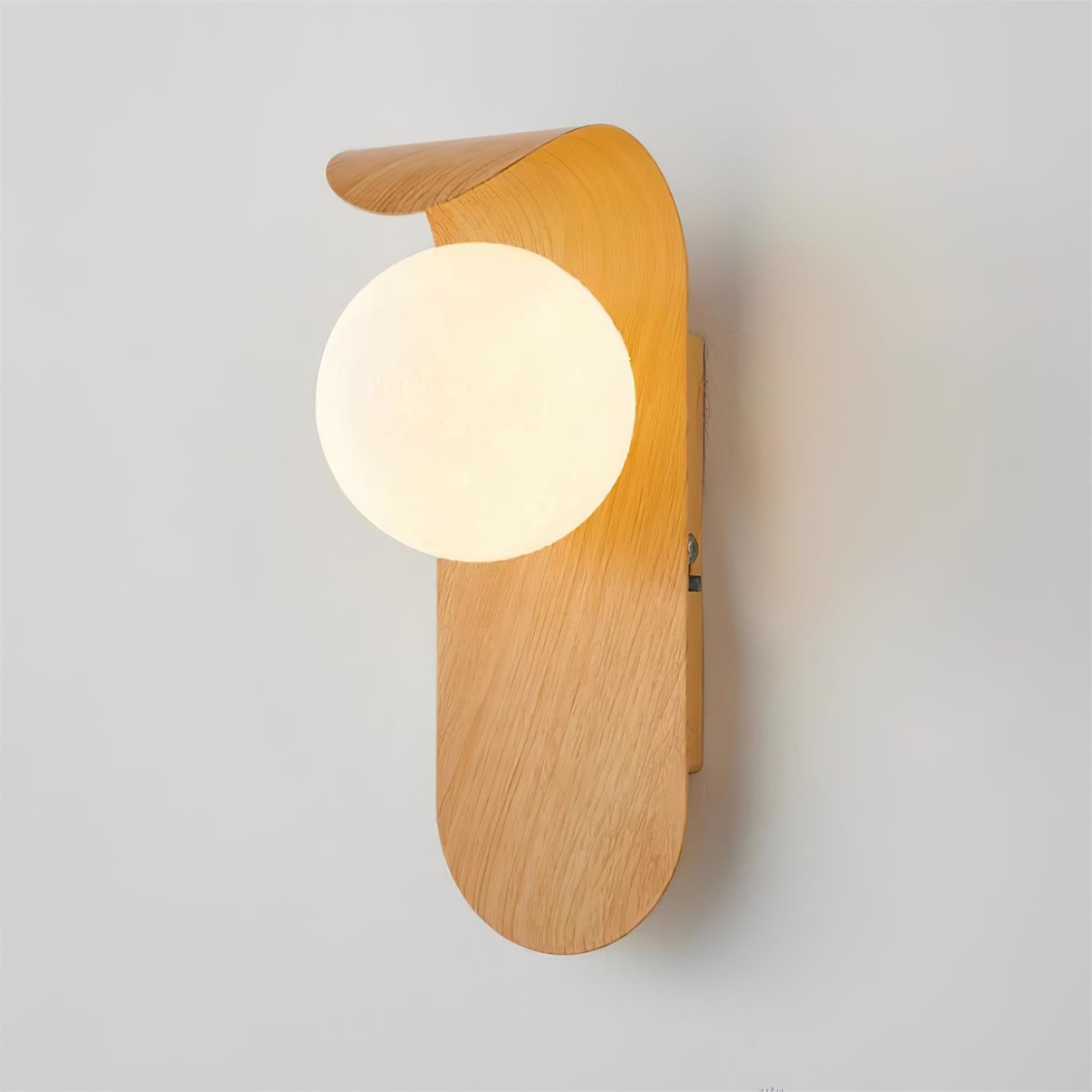 Wall Lamp Wood 9.8 in Frosted Globe White Walnut Bathroom Bedroom Ambient Lighting | Thomler
