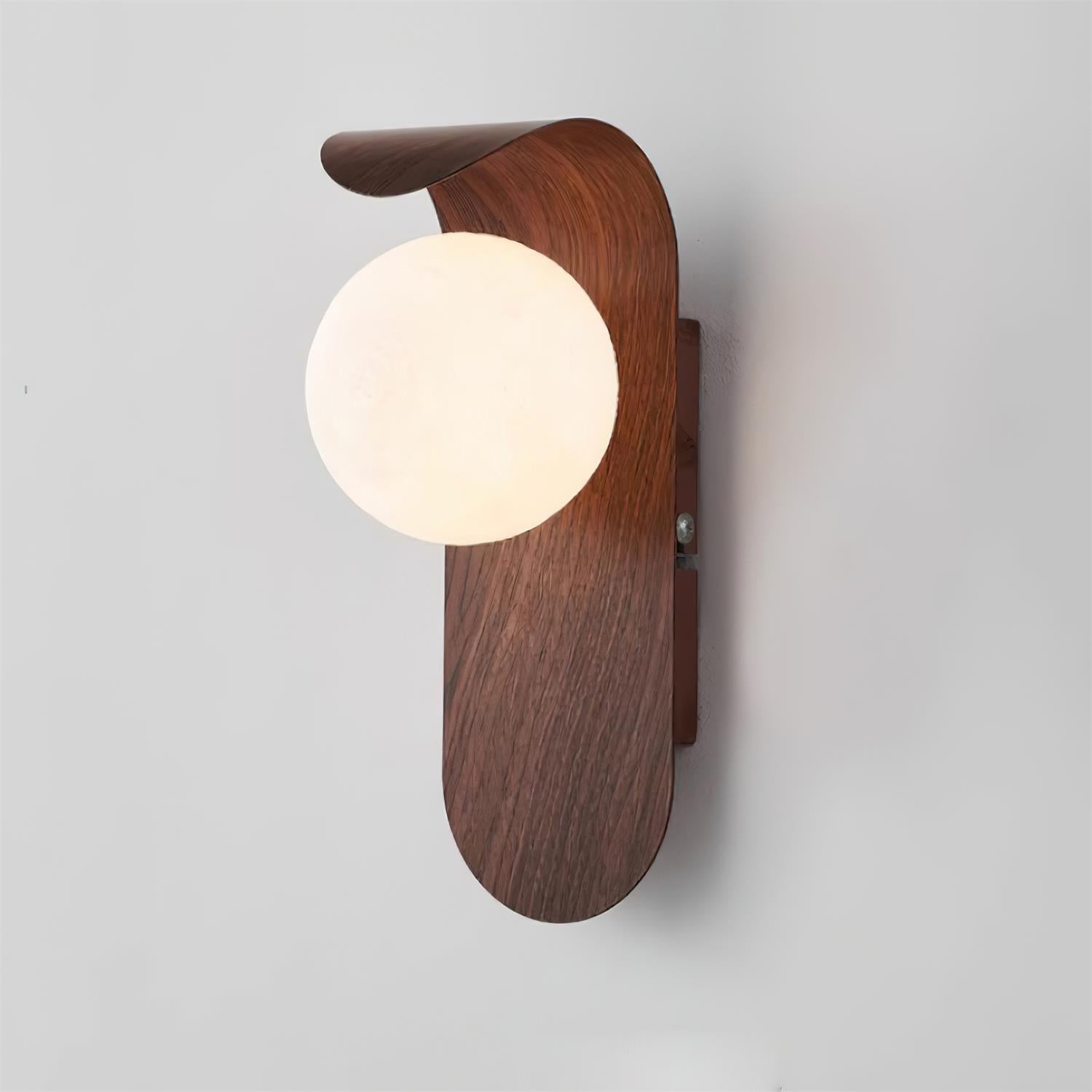 Contemporary Wood-Finish Wall Sconce with Glass or Acrylic Globe Shade for Living Room & Bedroom | Thomler