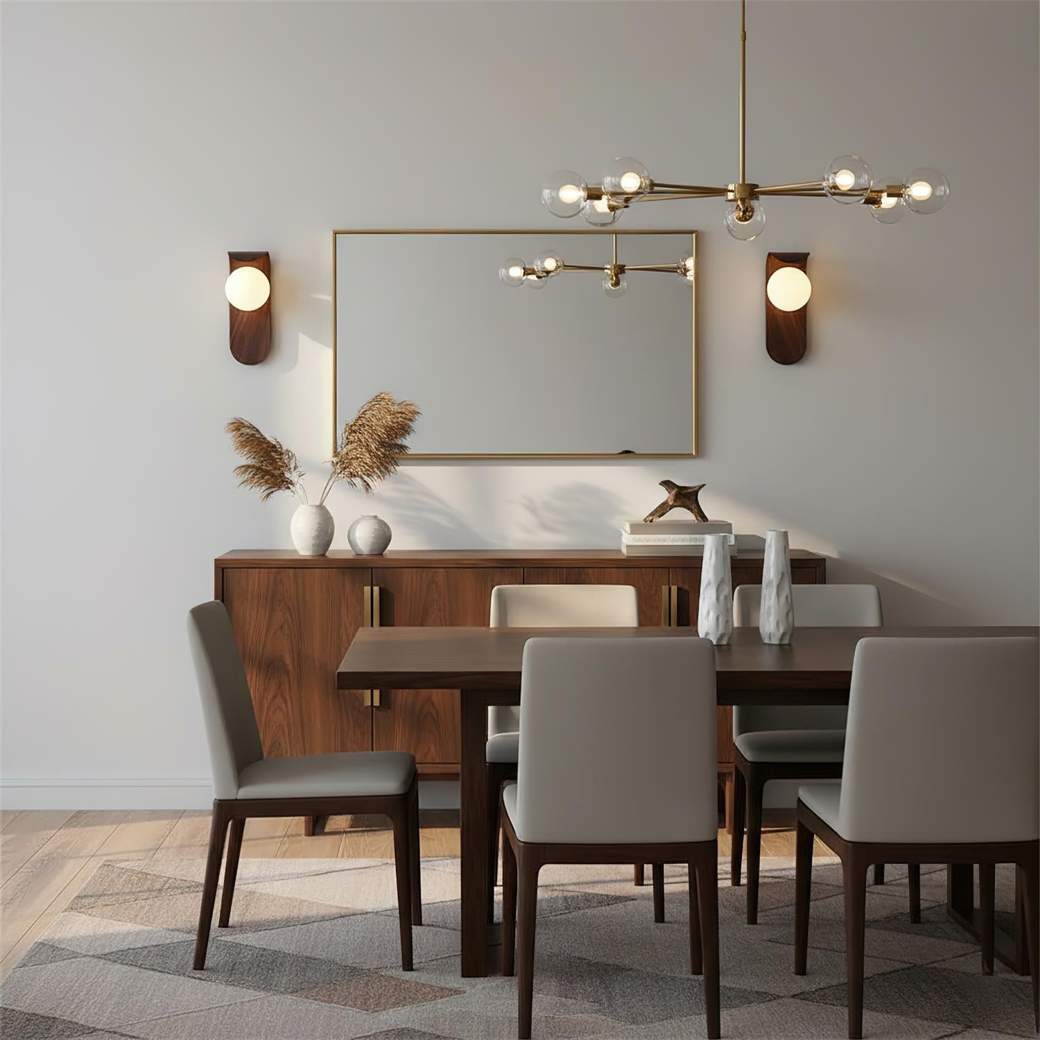 Wall Lamp Wood 9.8 in Frosted Globe White Walnut Bathroom Bedroom Ambient Lighting | Thomler