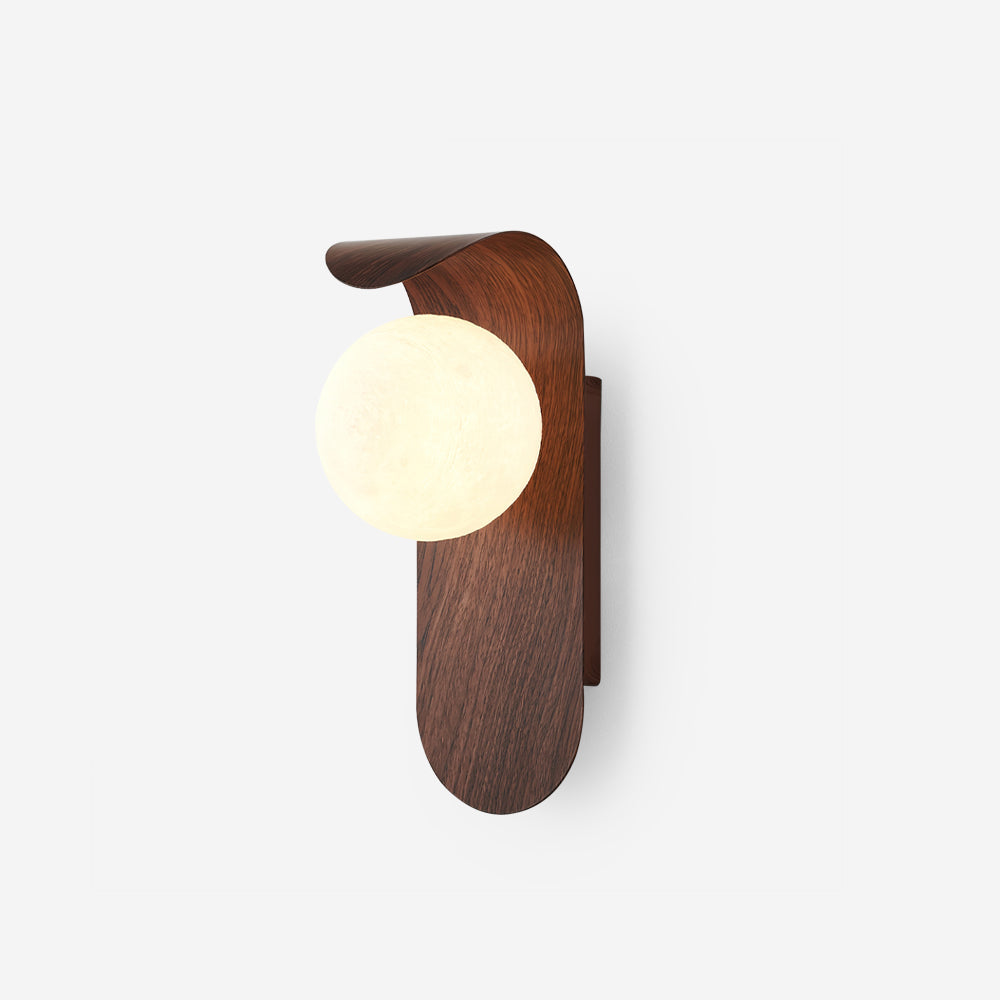 Contemporary Wood-Finish Wall Sconce with Glass or Acrylic Globe Shade for Living Room & Bedroom | Thomler