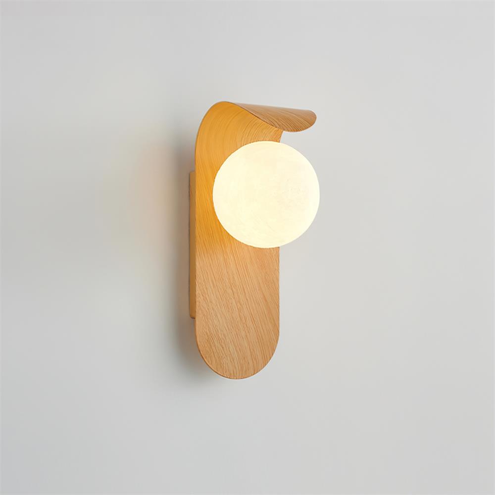 Contemporary Wood-Finish Wall Sconce with Glass or Acrylic Globe Shade for Living Room & Bedroom | Thomler