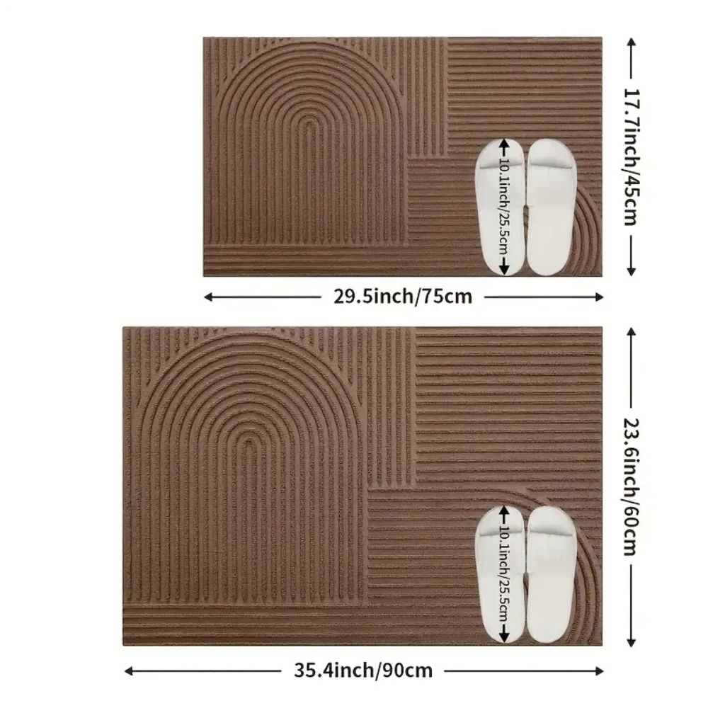 Ribbed Microfiber Entry Mat with Water & Dirt Trap – Curved Stripe Hallway Runner for Doorways & Patios | Thomler