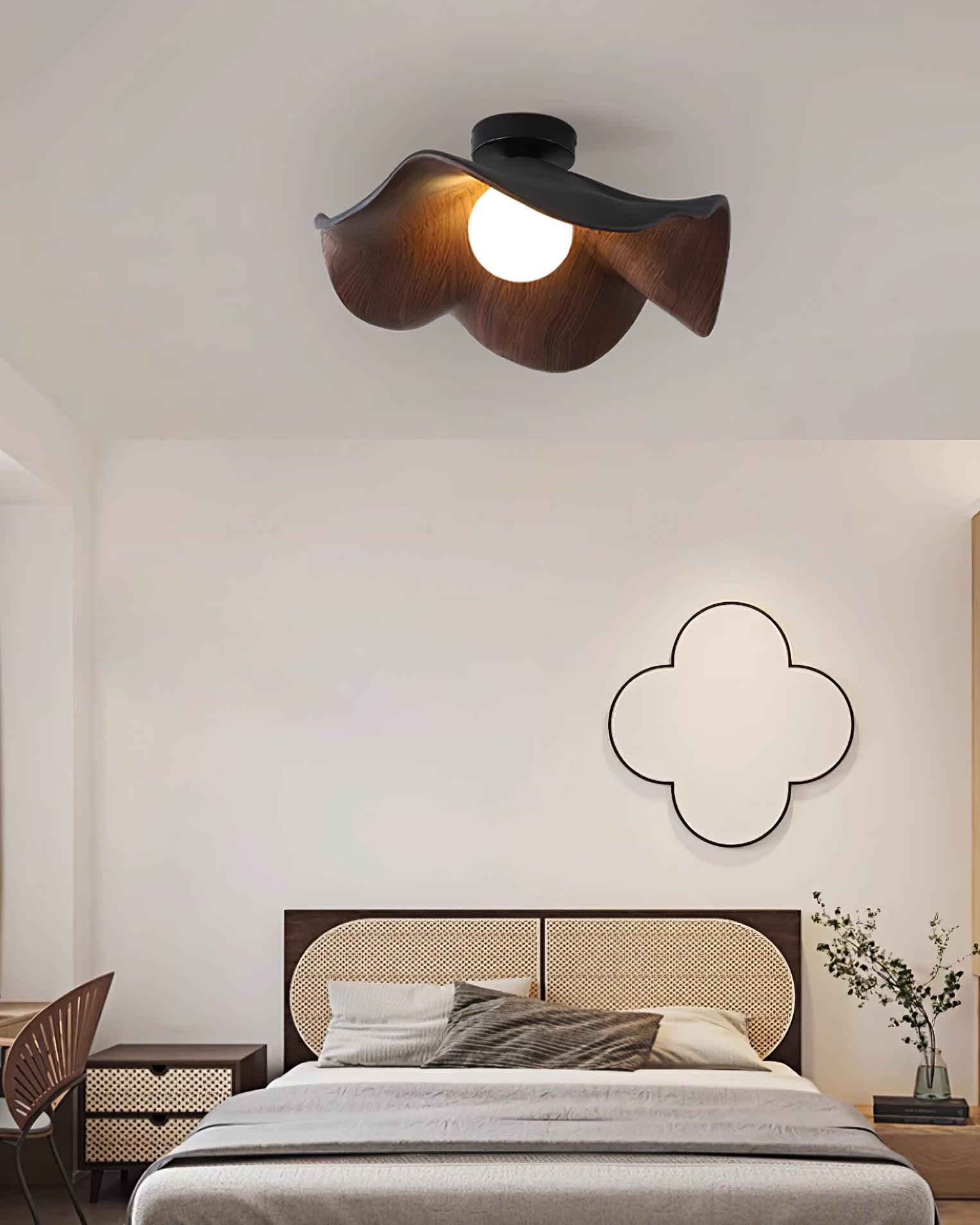 Ceiling Light Resin Wood Grain 11 in Flush Mount Bathroom Hallway Wall Fixture Modern Minimalist | Thomler