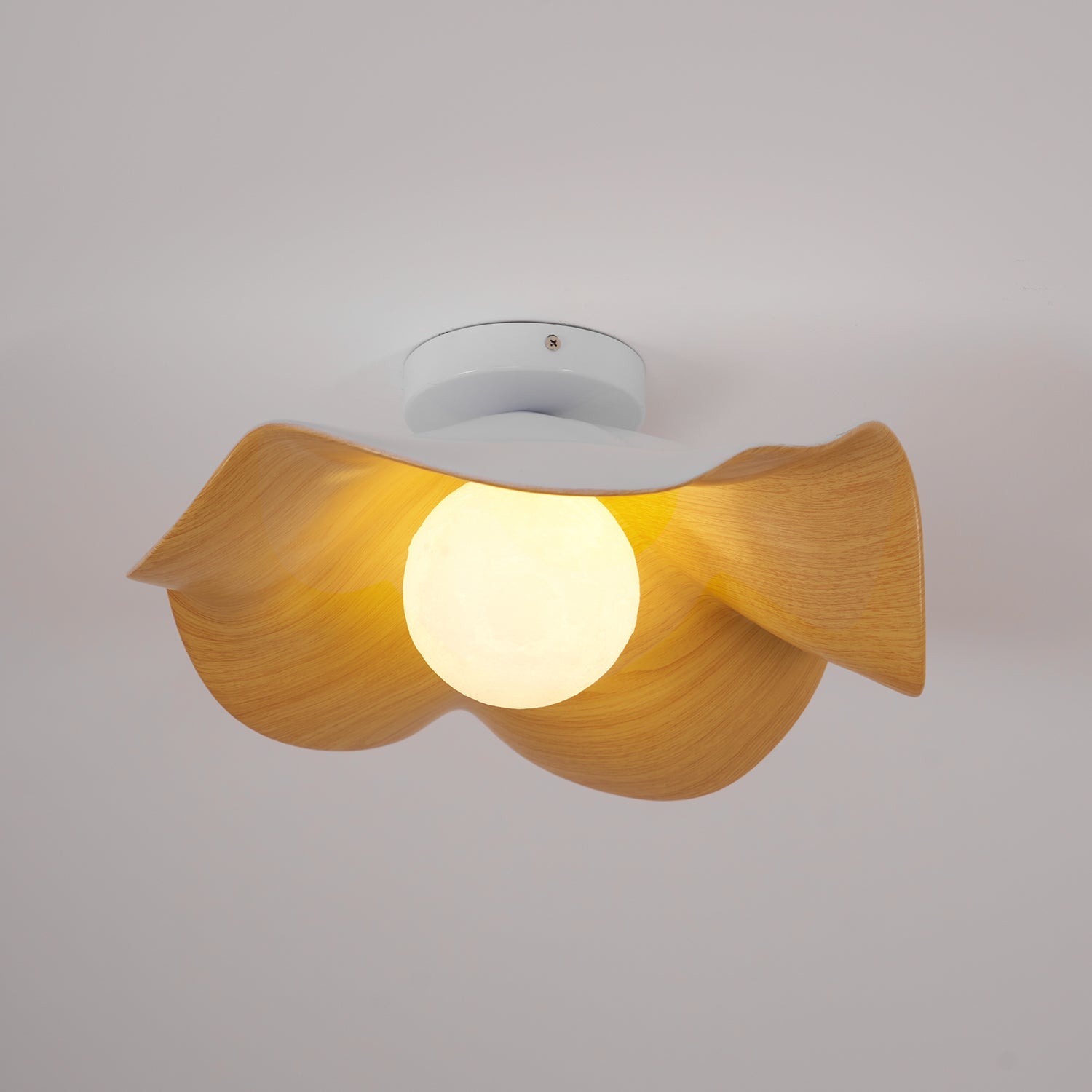 Ceiling Light Resin Wood Grain 11 in Flush Mount Bathroom Hallway Wall Fixture Modern Minimalist | Thomler