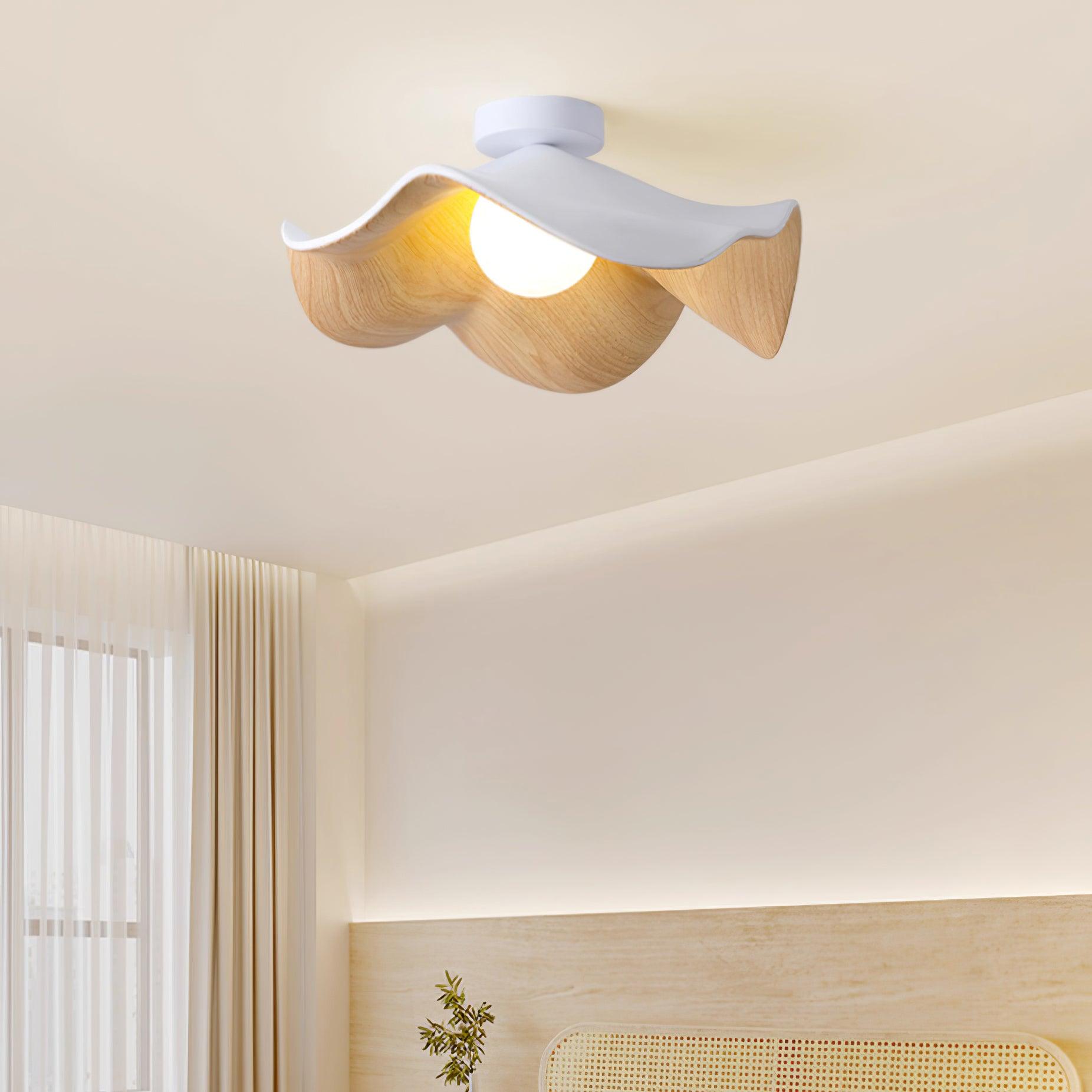 Ceiling Light Resin Wood Grain 11 in Flush Mount Bathroom Hallway Wall Fixture Modern Minimalist | Thomler