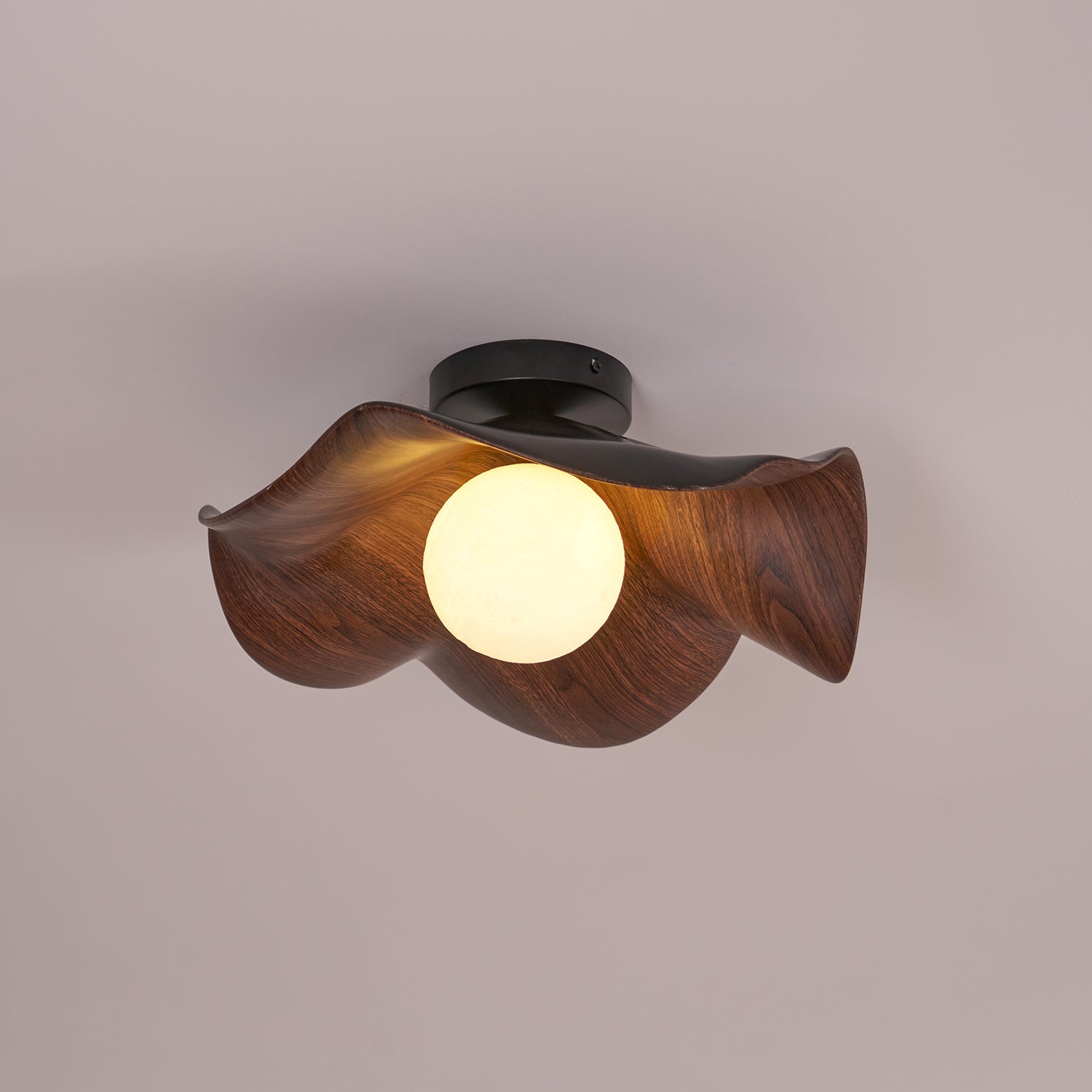 Ceiling Light Resin Wood Grain 11 in Flush Mount Bathroom Hallway Wall Fixture Modern Minimalist | Thomler