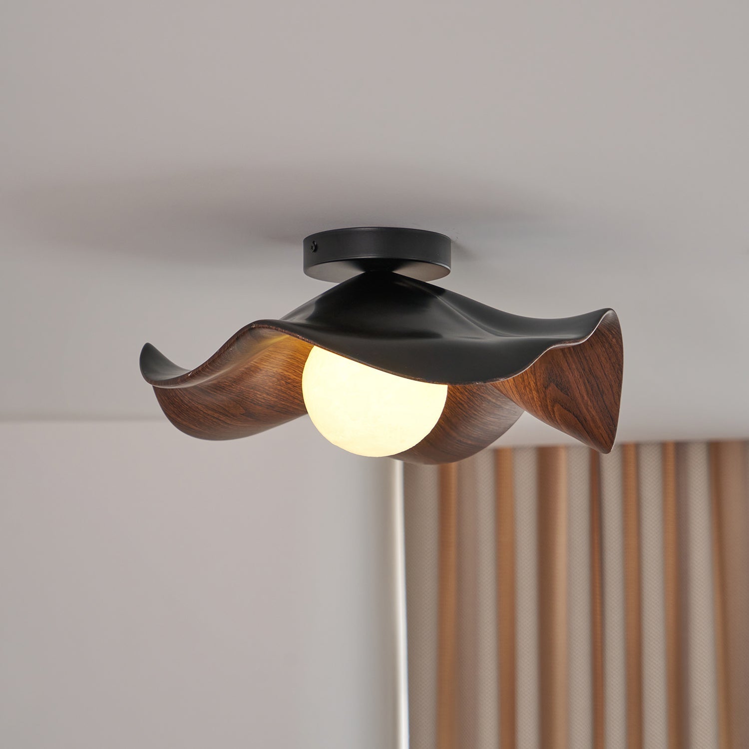 Ceiling Light Resin Wood Grain 11 in Flush Mount Bathroom Hallway Wall Fixture Modern Minimalist | Thomler