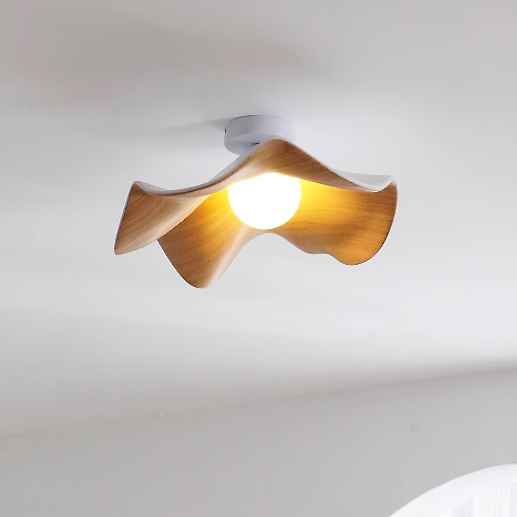 Ceiling Light Resin Wood Grain 11 in Flush Mount Bathroom Hallway Wall Fixture Modern Minimalist | Thomler