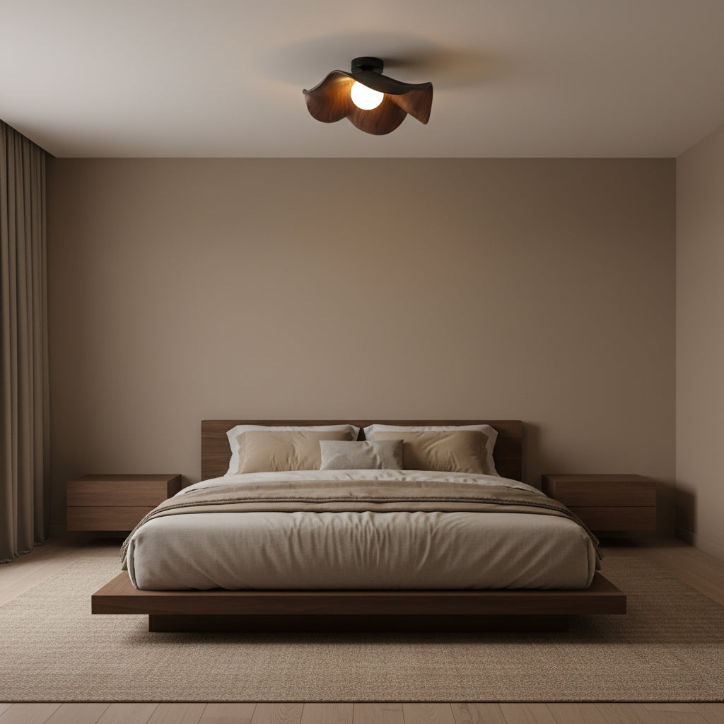 Ceiling Light Resin Wood Grain 11 in Flush Mount Bathroom Hallway Wall Fixture Modern Minimalist | Thomler