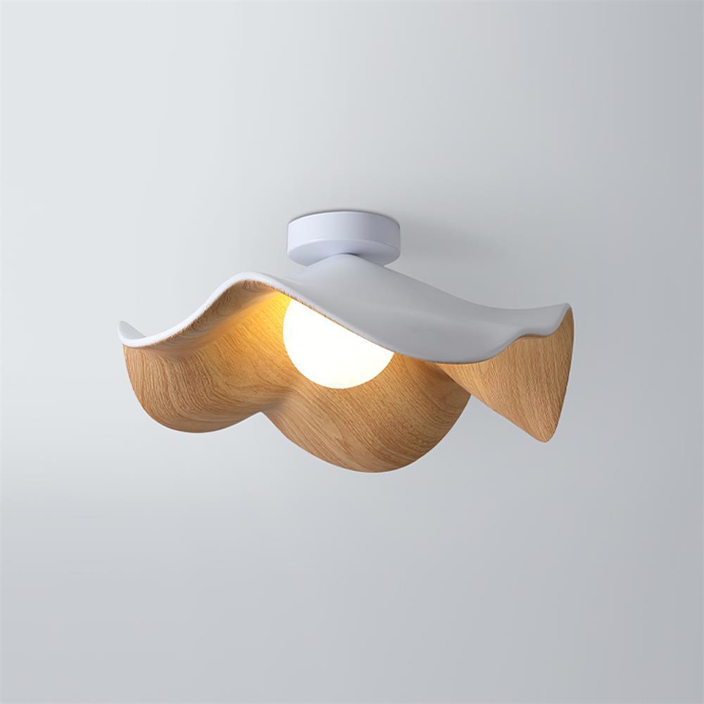 Ceiling Light Resin Wood Grain 11 in Flush Mount Bathroom Hallway Wall Fixture Modern Minimalist | Thomler