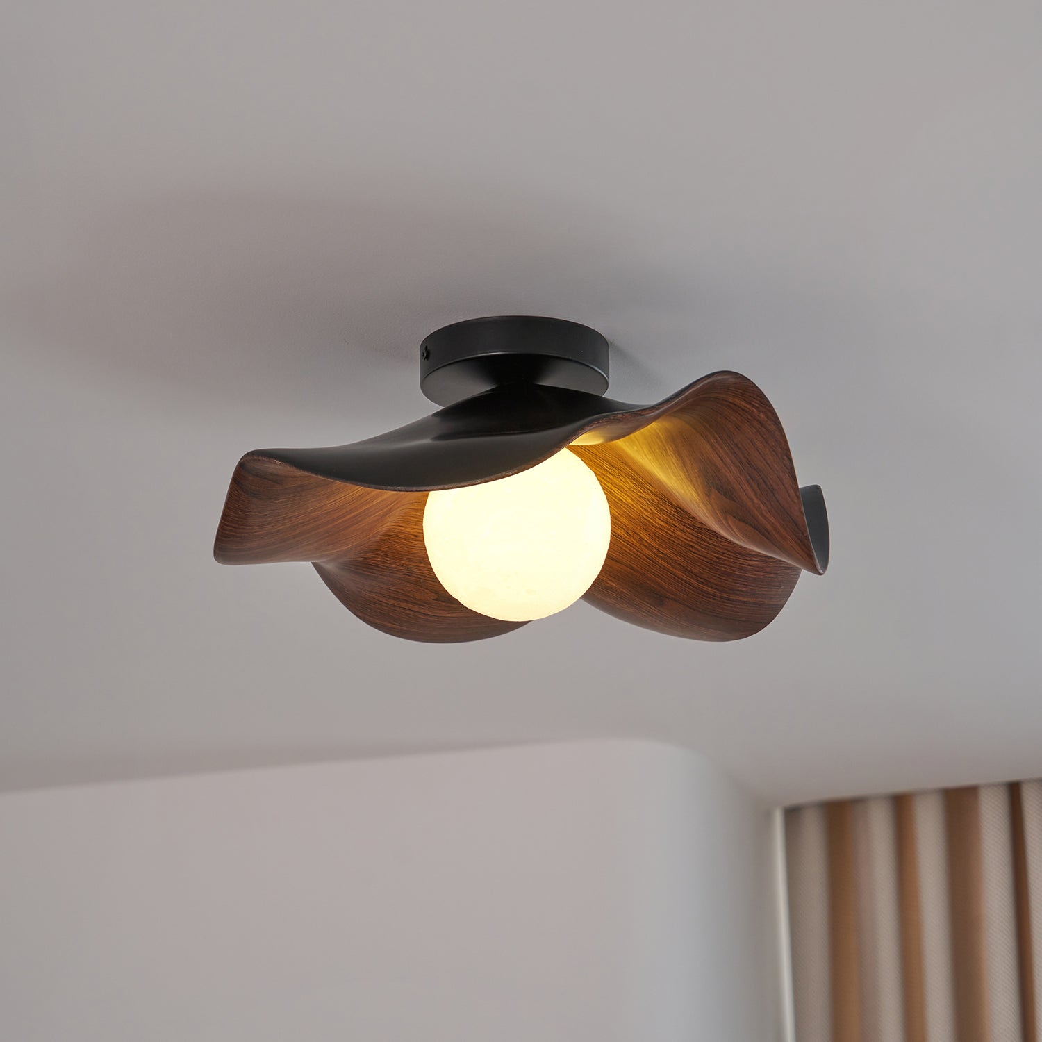 Ceiling Light Resin Wood Grain 11 in Flush Mount Bathroom Hallway Wall Fixture Modern Minimalist | Thomler