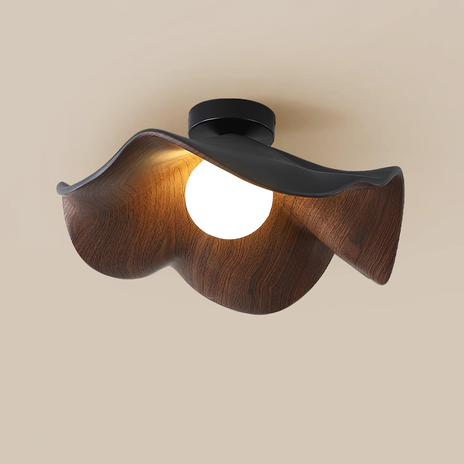 Ceiling Light Resin Wood Grain 11 in Flush Mount Bathroom Hallway Wall Fixture Modern Minimalist | Thomler