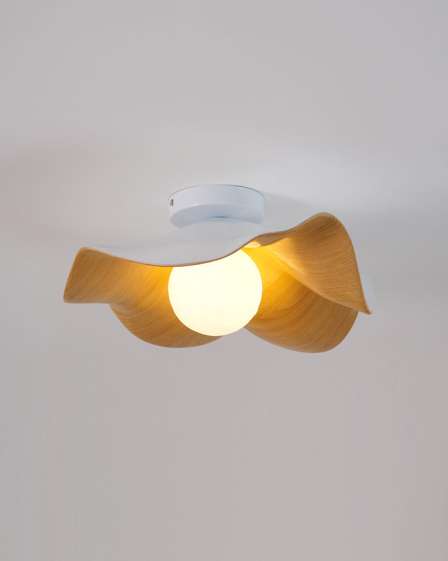 Ceiling Light Resin Wood Grain 11 in Flush Mount Bathroom Hallway Wall Fixture Modern Minimalist | Thomler