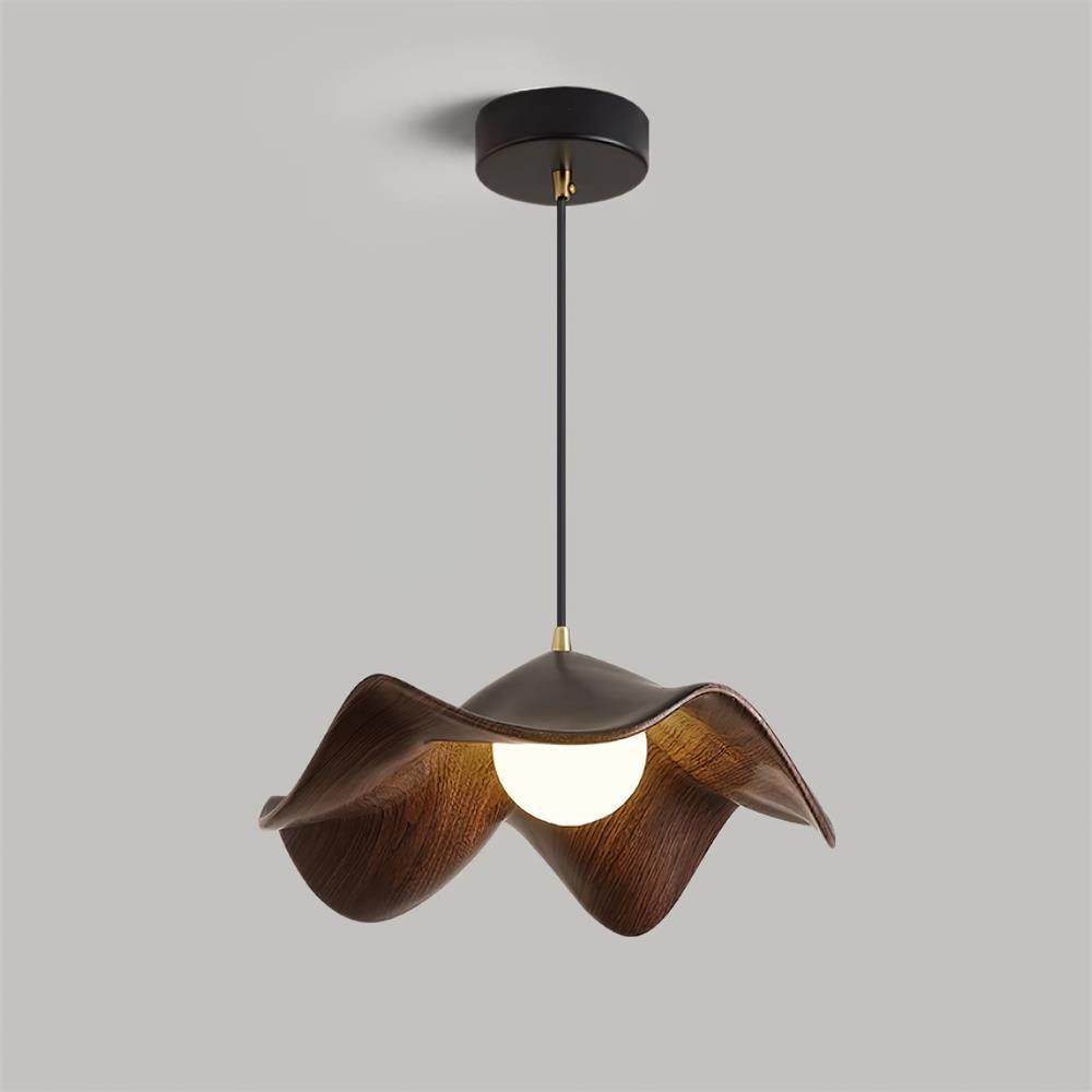 Pendant Light Resin 11 in White Dining Room Ceiling Lamp Leaf Pattern Decorative Fixture | Thomler