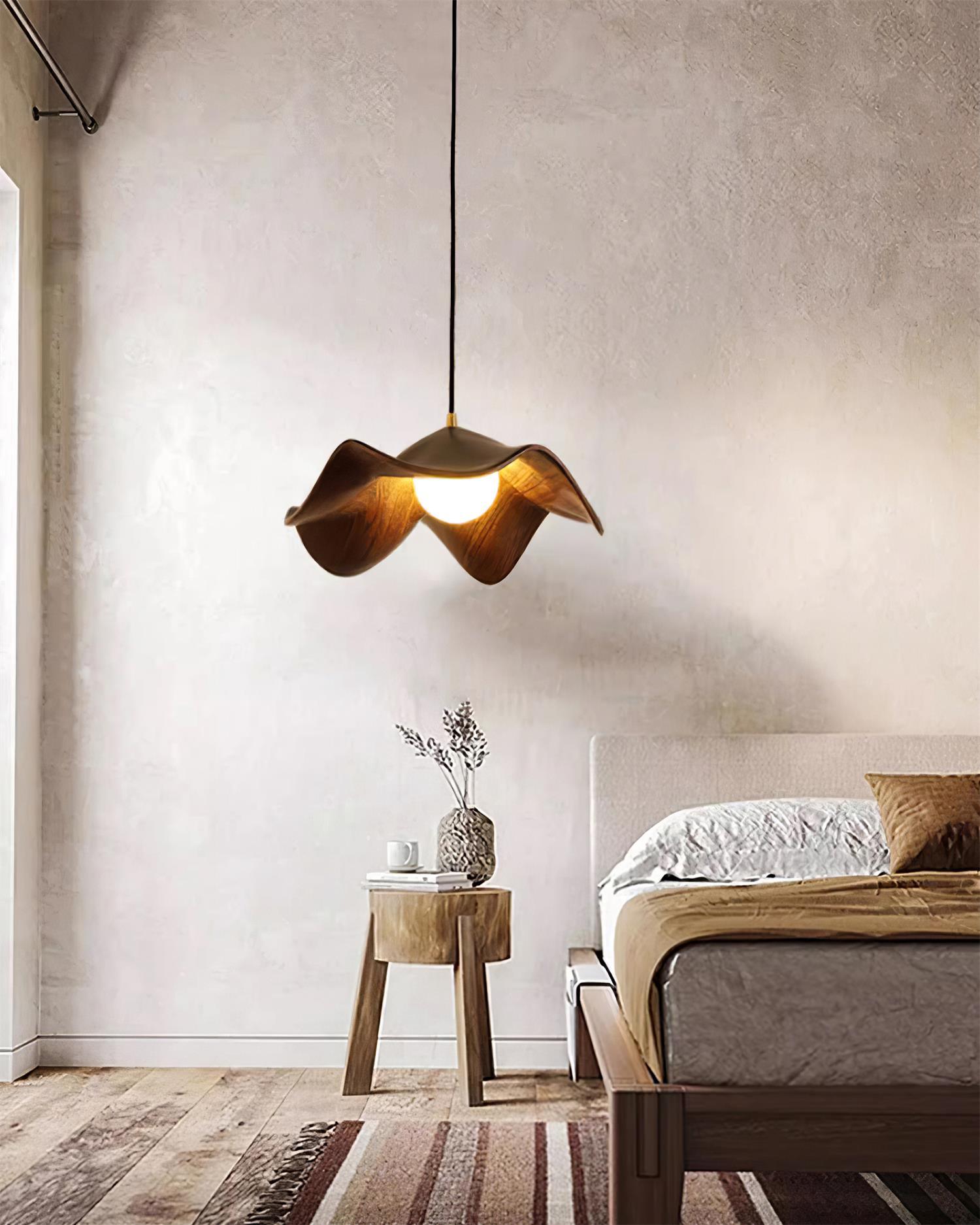 Pendant Light Resin 11 in White Dining Room Ceiling Lamp Leaf Pattern Decorative Fixture | Thomler