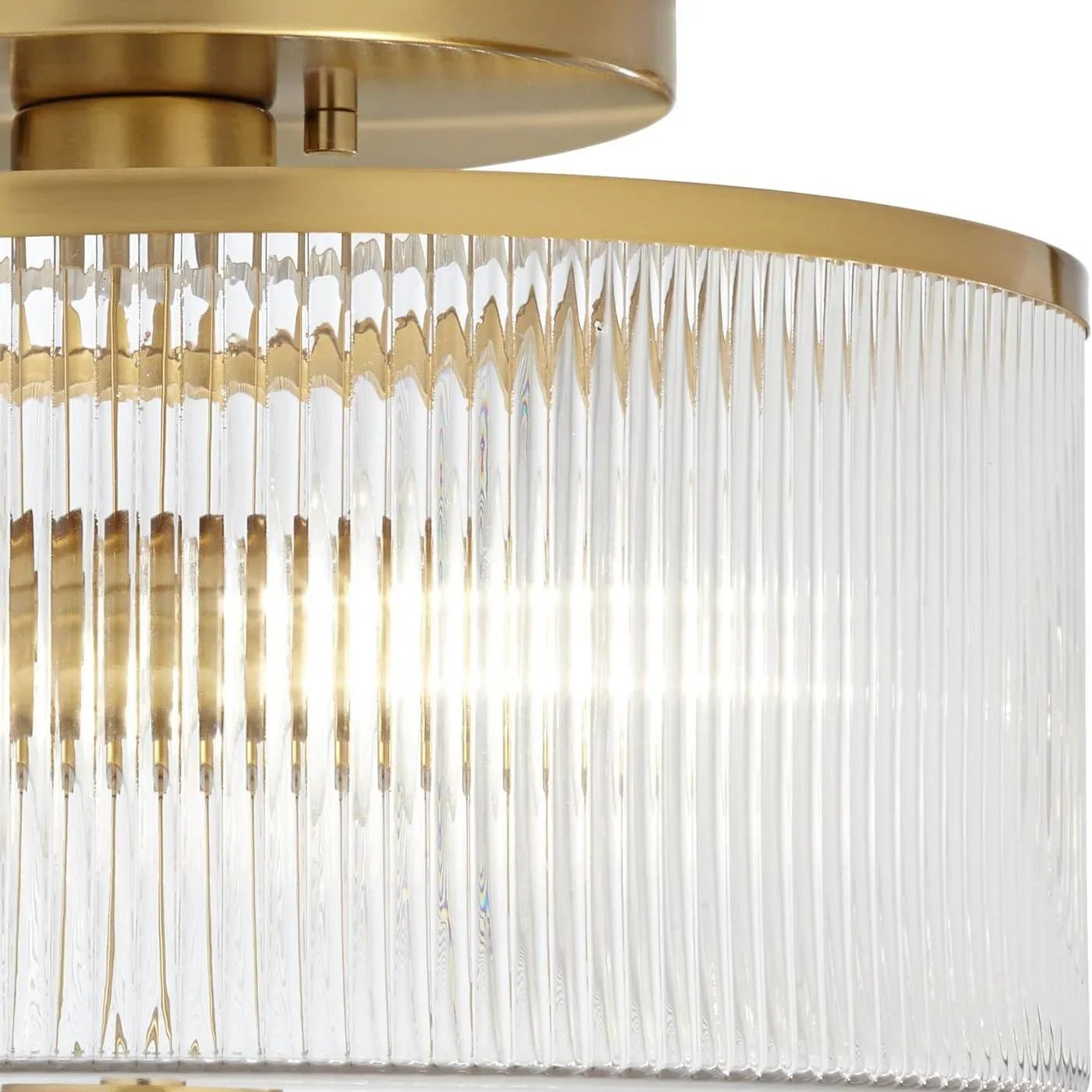 Ceiling Light Metal Glass 14 in Dual-Light Black Brass Living Room Modern Fixture Decorative Lighting | Thomler