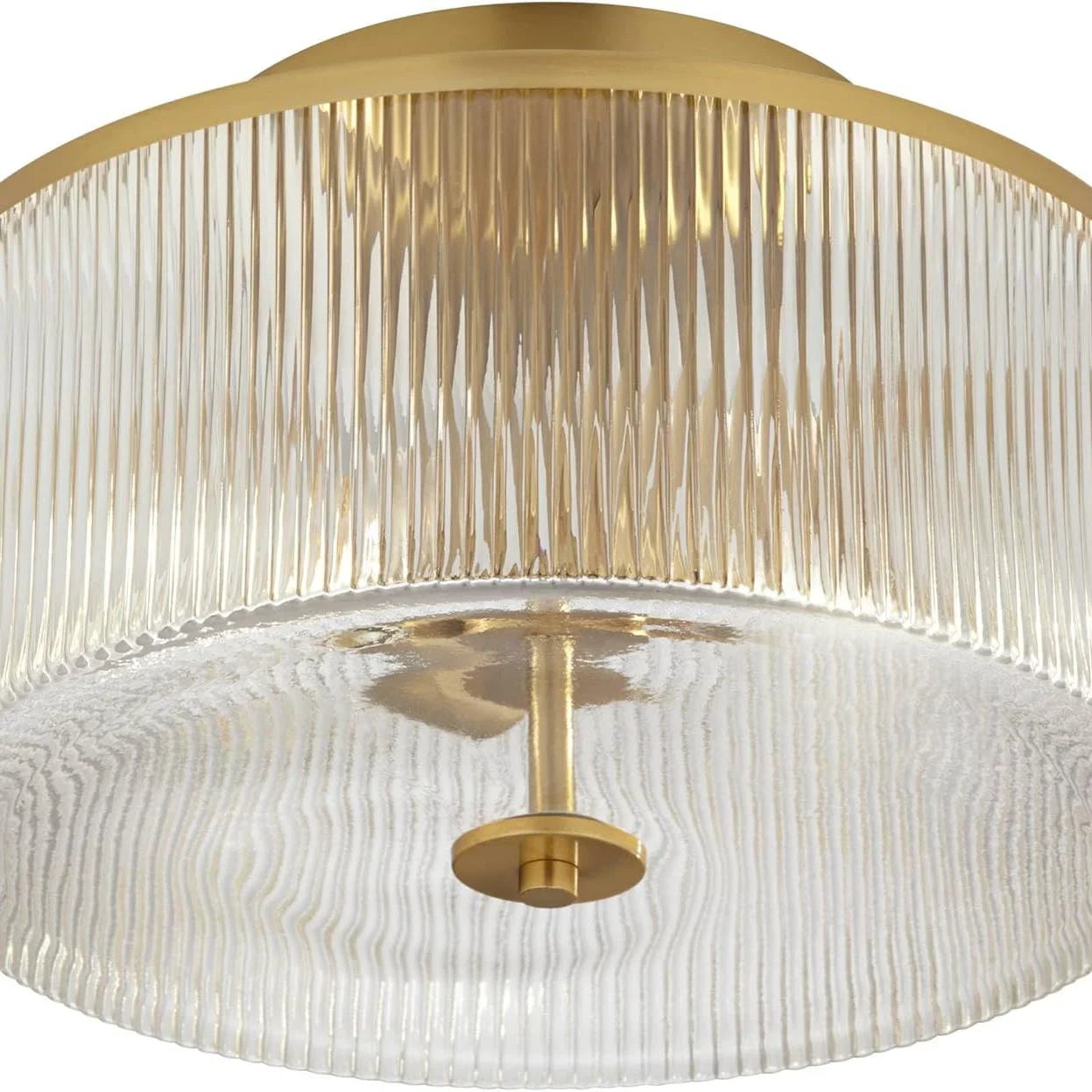 Ceiling Light Metal Glass 14 in Dual-Light Black Brass Living Room Modern Fixture Decorative Lighting | Thomler