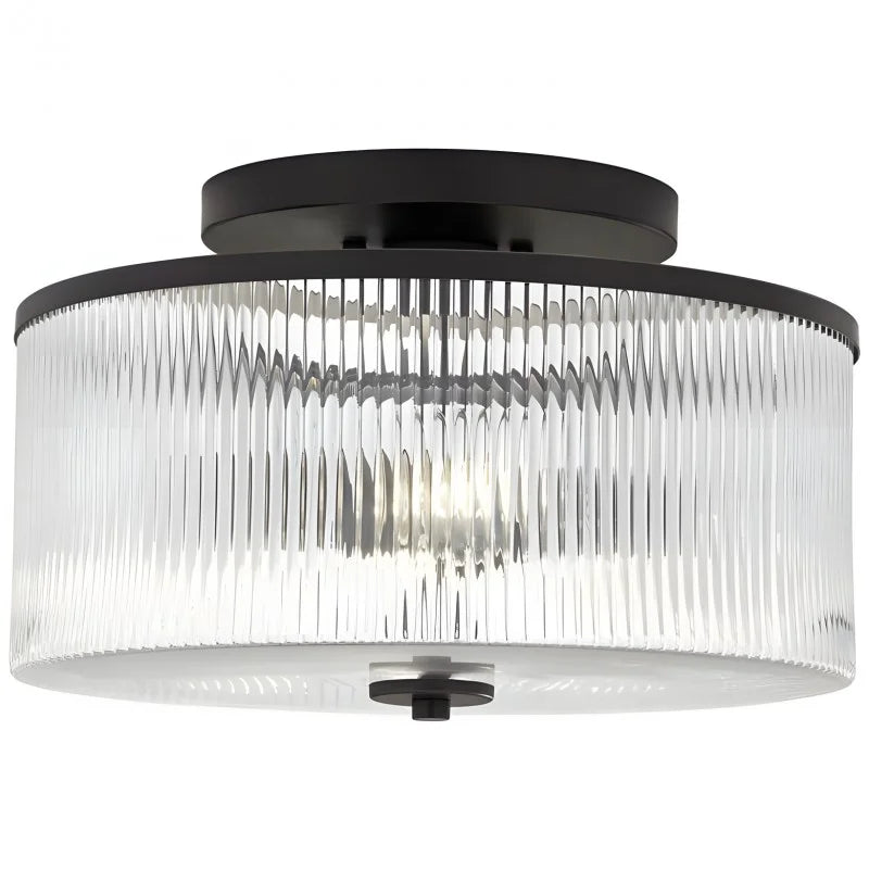 Ceiling Light Metal Glass 14 in Dual-Light Black Brass Living Room Modern Fixture Decorative Lighting | Thomler