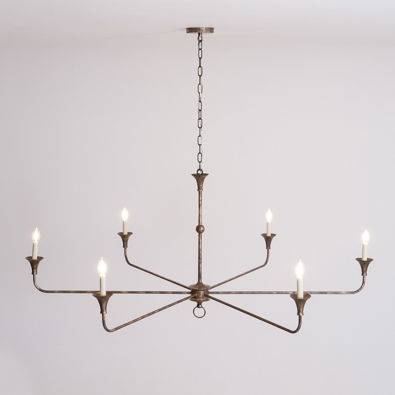 Pendant Light Brass Metal 91.0 cm Dining Room Candle Style Ceiling Chandelier Adjustable Chain E14 Hanging Fixture | Thomler