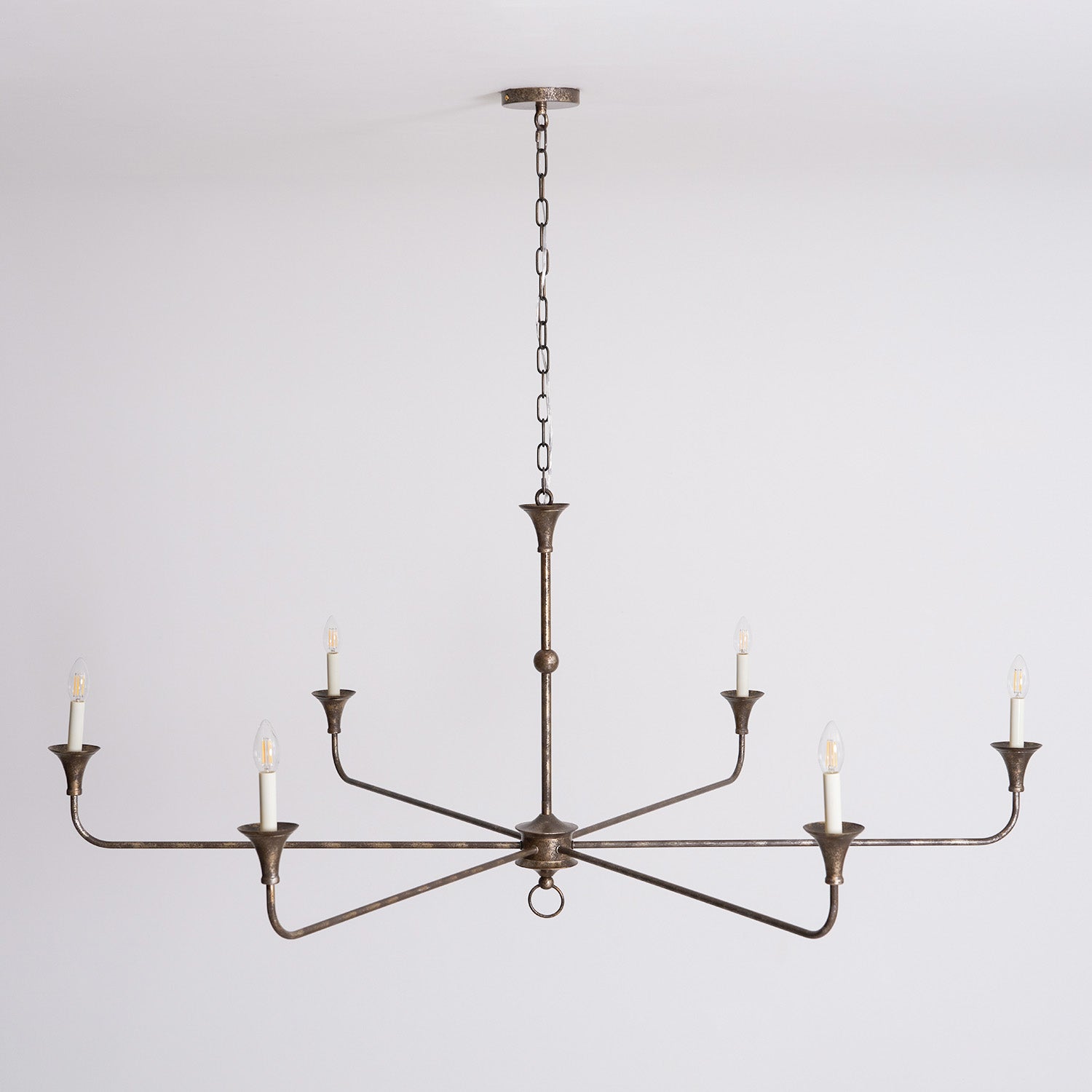 Pendant Light Brass Metal 91.0 cm Dining Room Candle Style Ceiling Chandelier Adjustable Chain E14 Hanging Fixture | Thomler