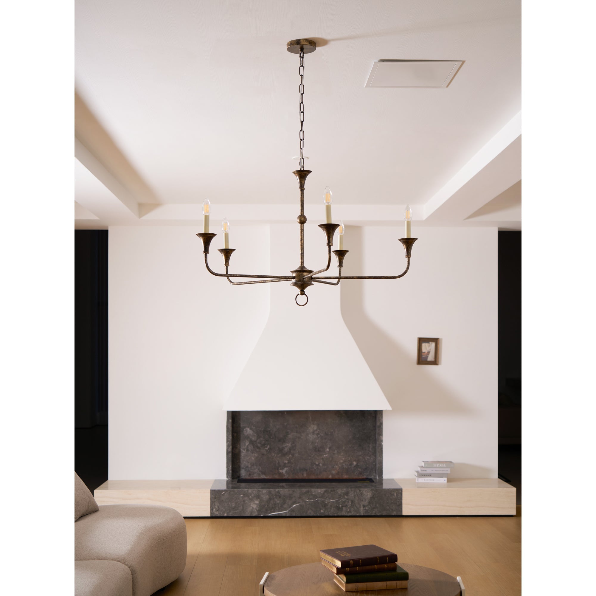 Pendant Light Brass Metal 91.0 cm Dining Room Candle Style Ceiling Chandelier Adjustable Chain E14 Hanging Fixture | Thomler