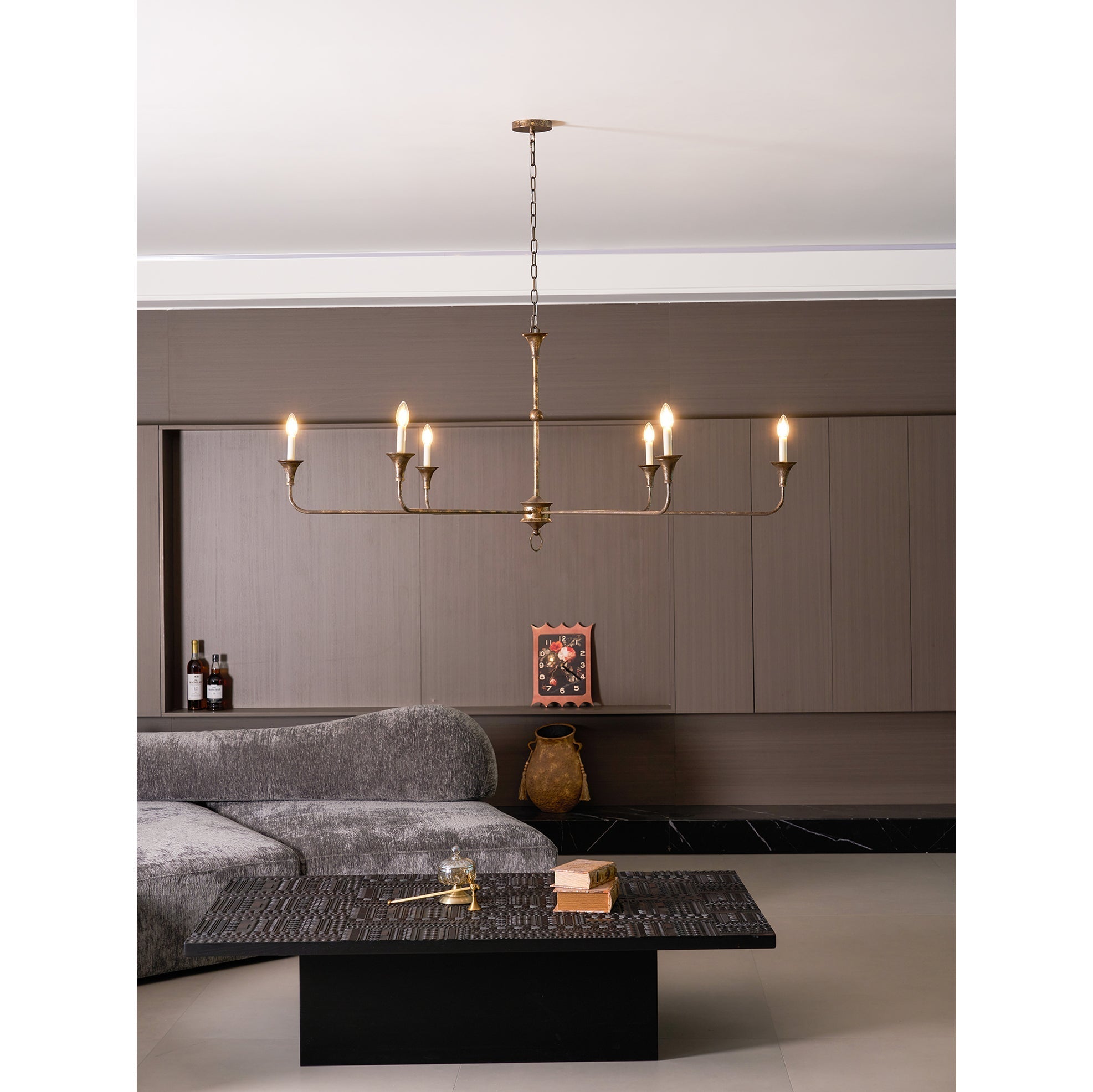 Pendant Light Brass Metal 91.0 cm Dining Room Candle Style Ceiling Chandelier Adjustable Chain E14 Hanging Fixture | Thomler
